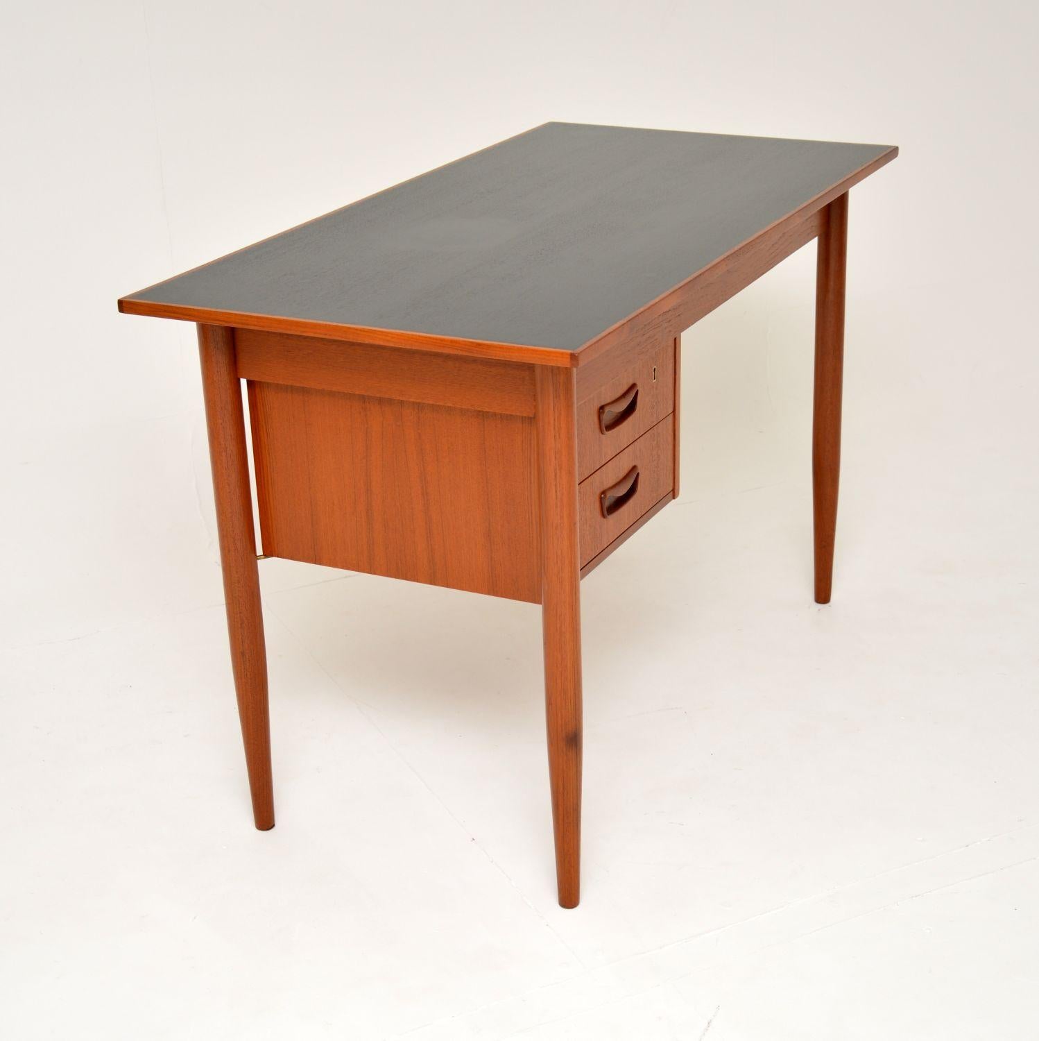 Leather 1960's Danish Teak Desk by Gunnar Nielsen for Tibergaard
