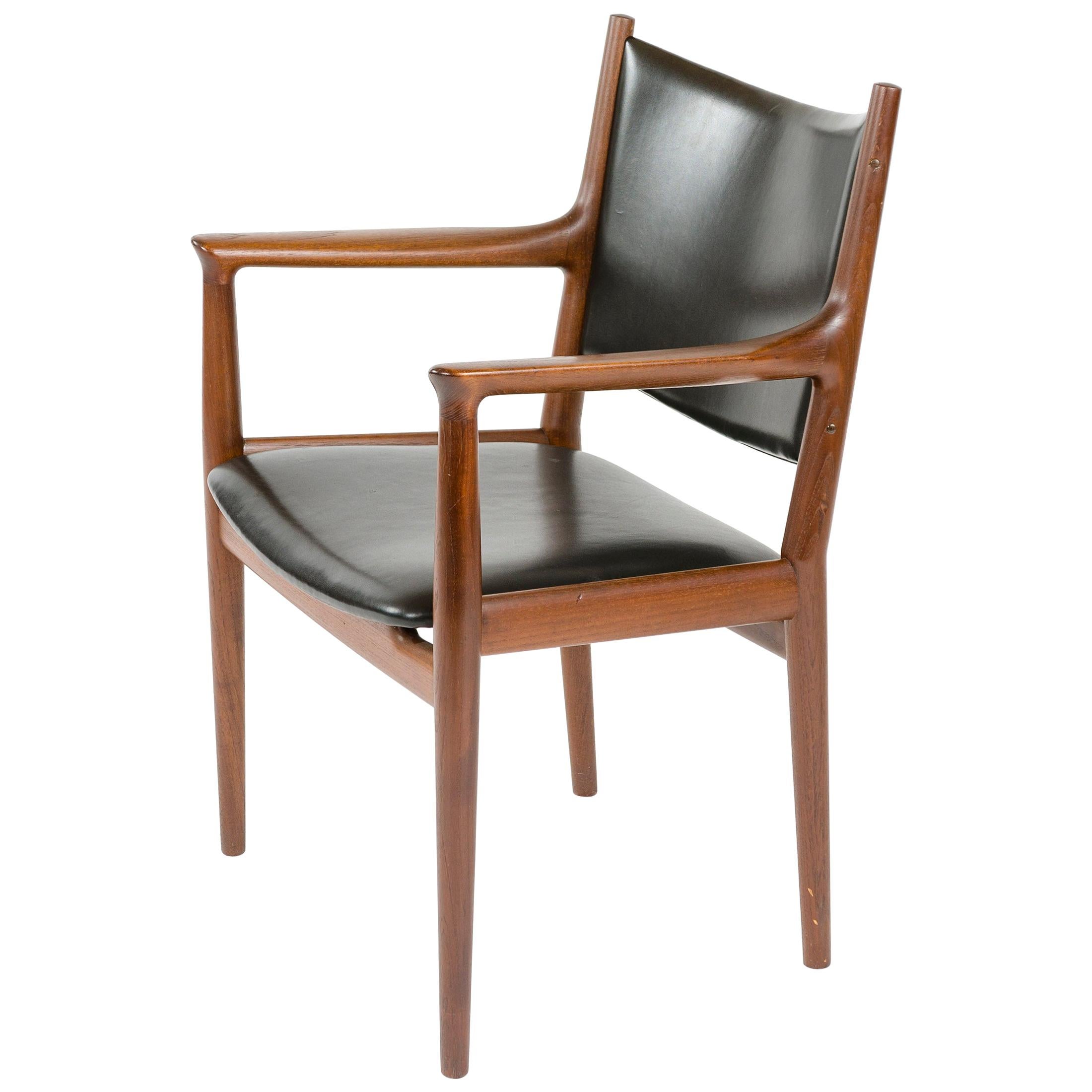 Dänischer Teakholz-Esszimmerstuhl von Hans J. Wegner für Johannes Hansen aus den 1960er Jahren