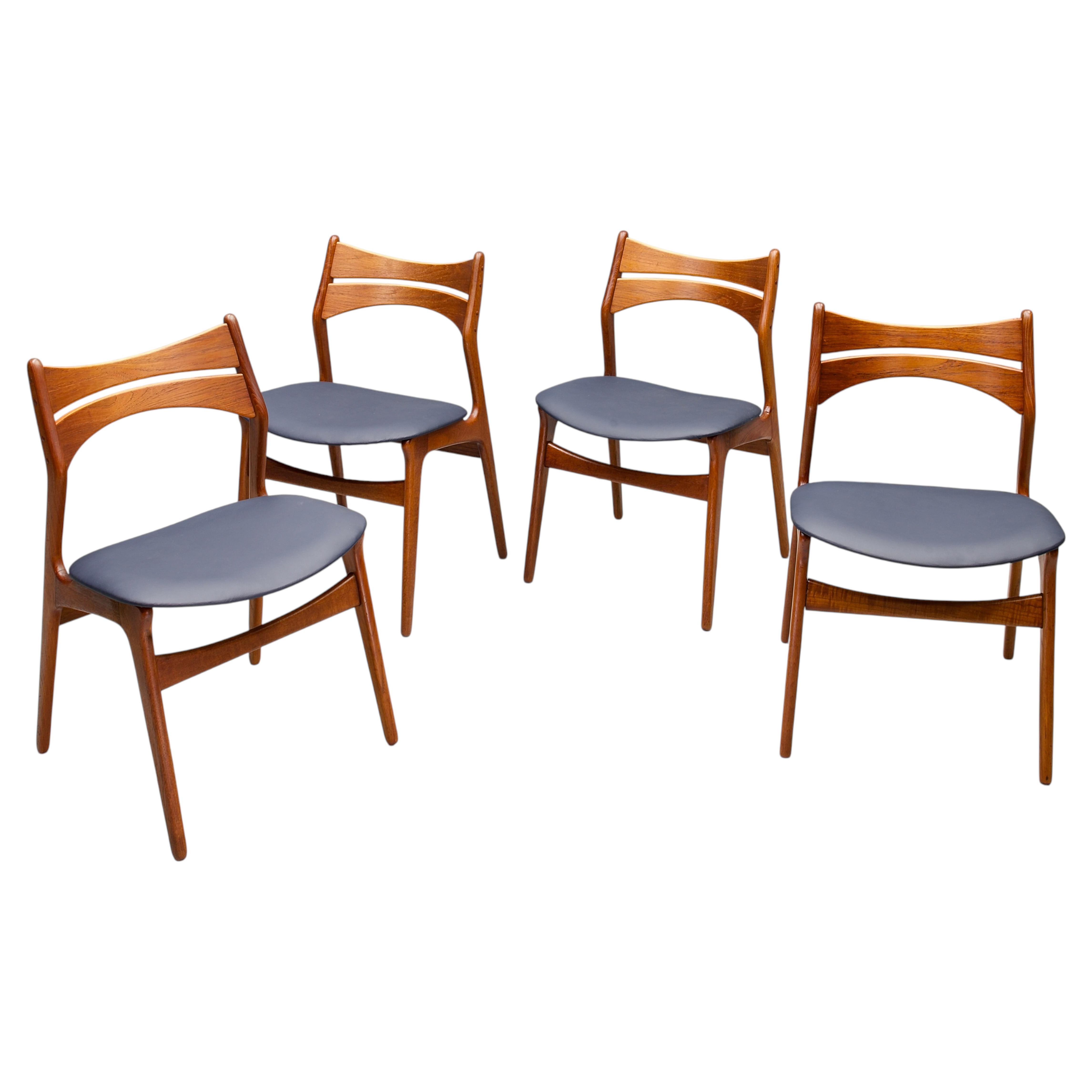 Dänische Teakholz-Esszimmerstühle aus den 1960er Jahren, Erik Buck, Modell 310, Vintage, selten, skandinavisch