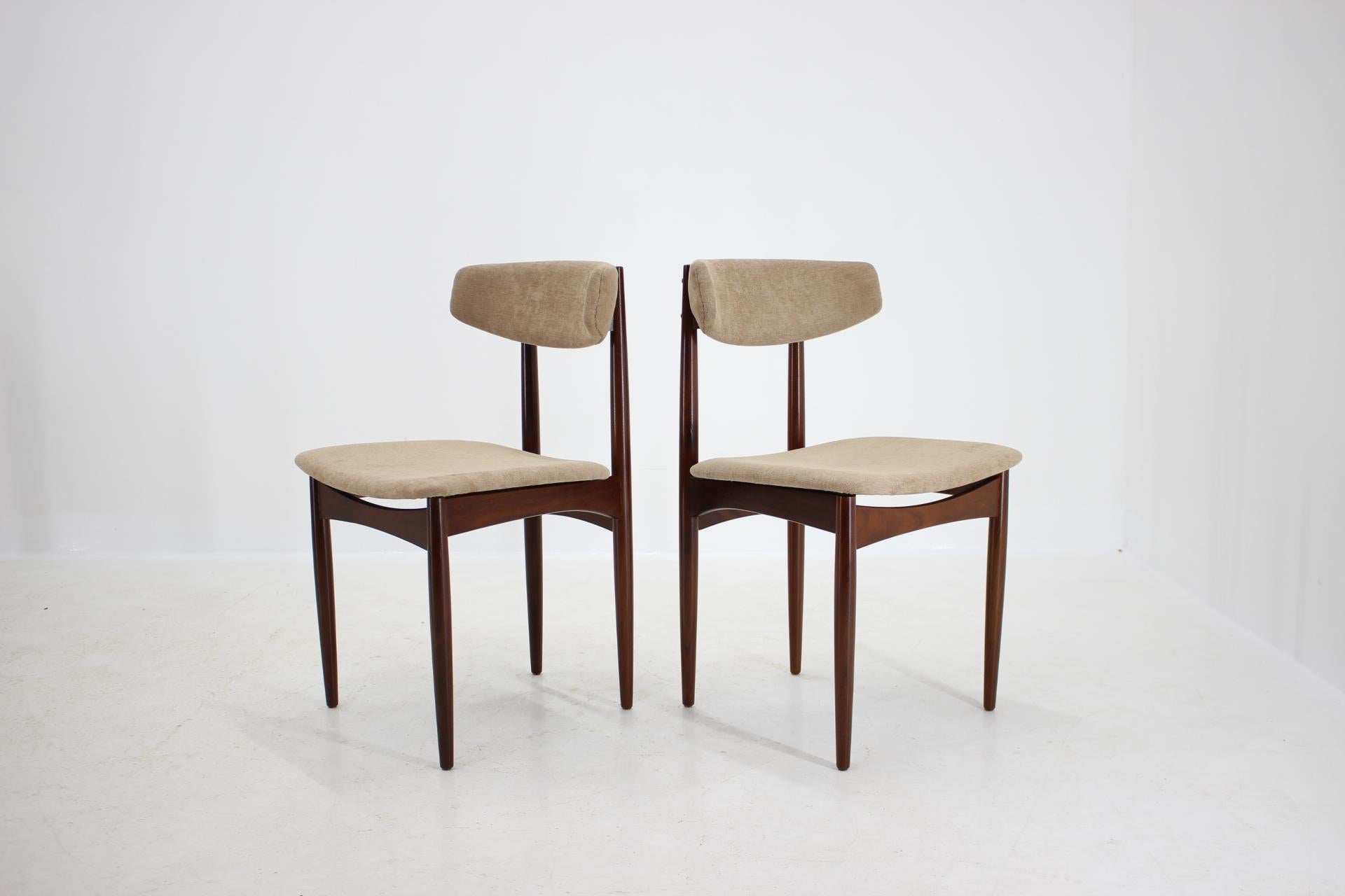 Fabric 1960s Danish Teak Dining Chairs, Set of 4