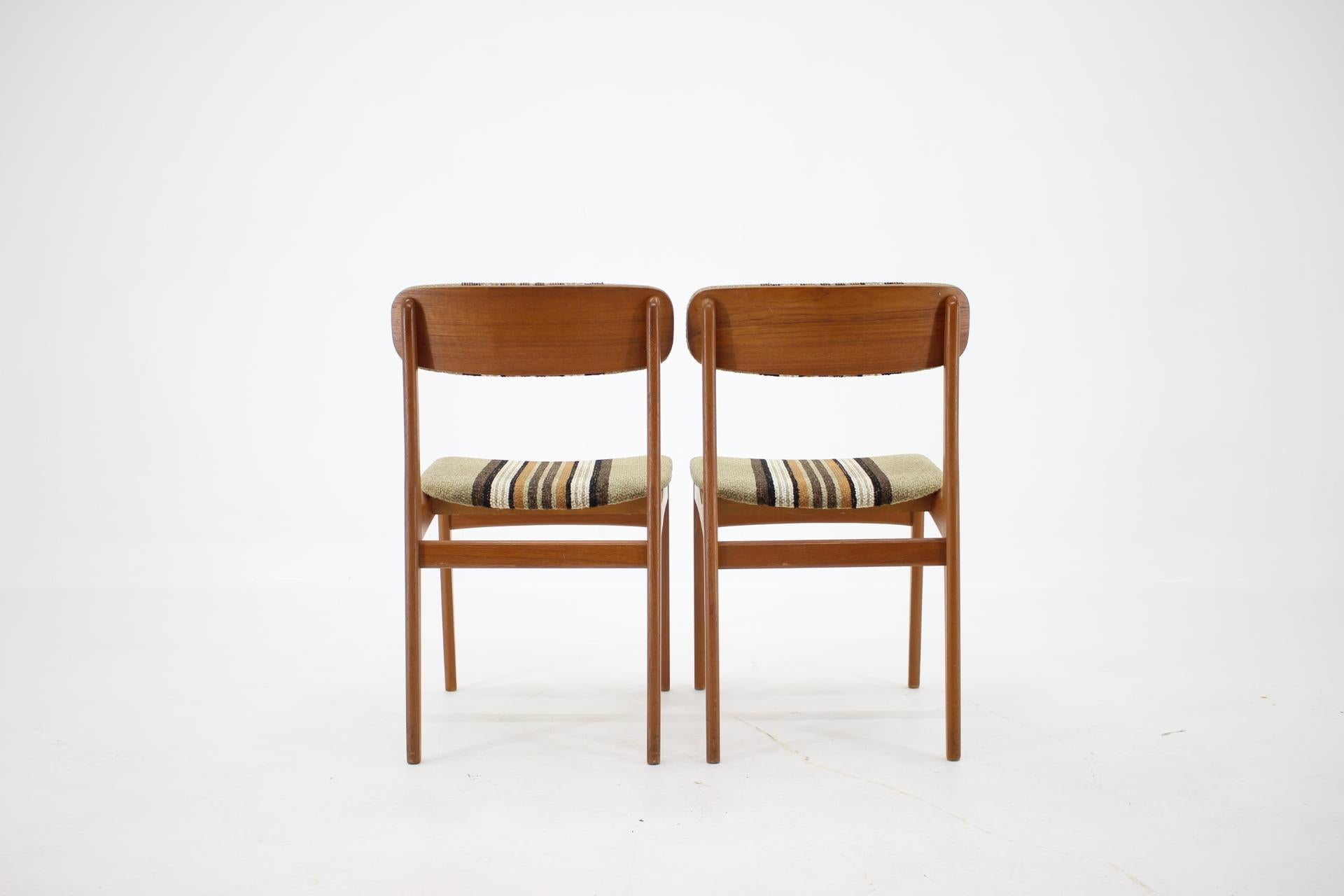 Fabric 1960s Danish Teak Dining Chairs, Set of 4