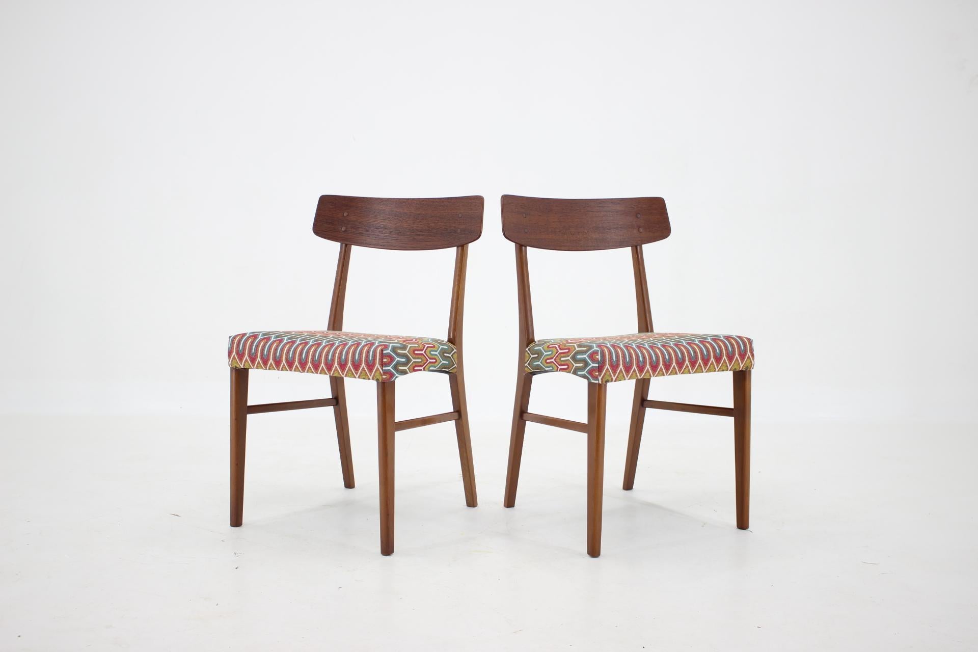 Fabric 1960s Danish Teak Dining Chairs, Set of 4