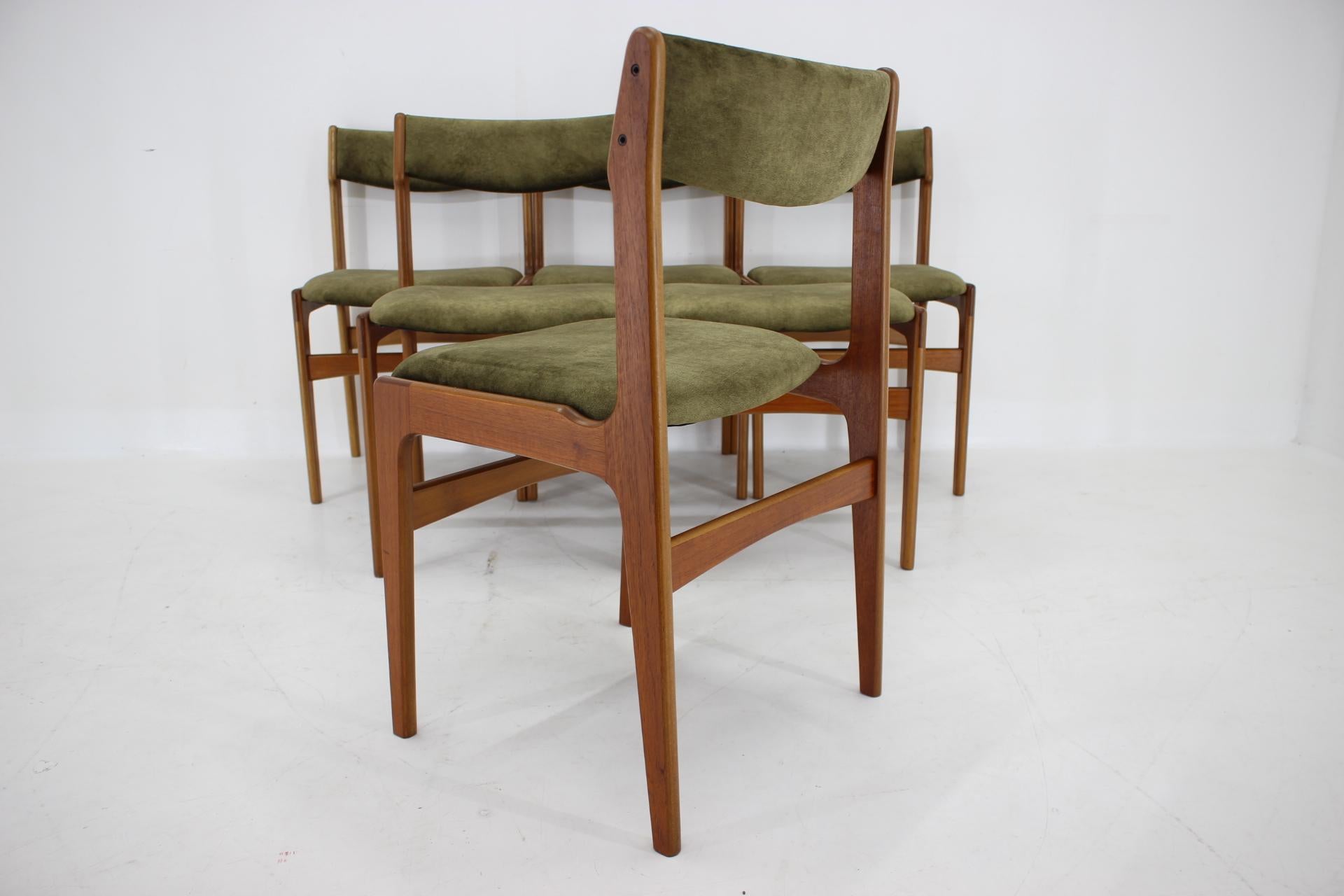 Juego de 6 sillas de comedor danesas de teca de los años 60 en venta 2