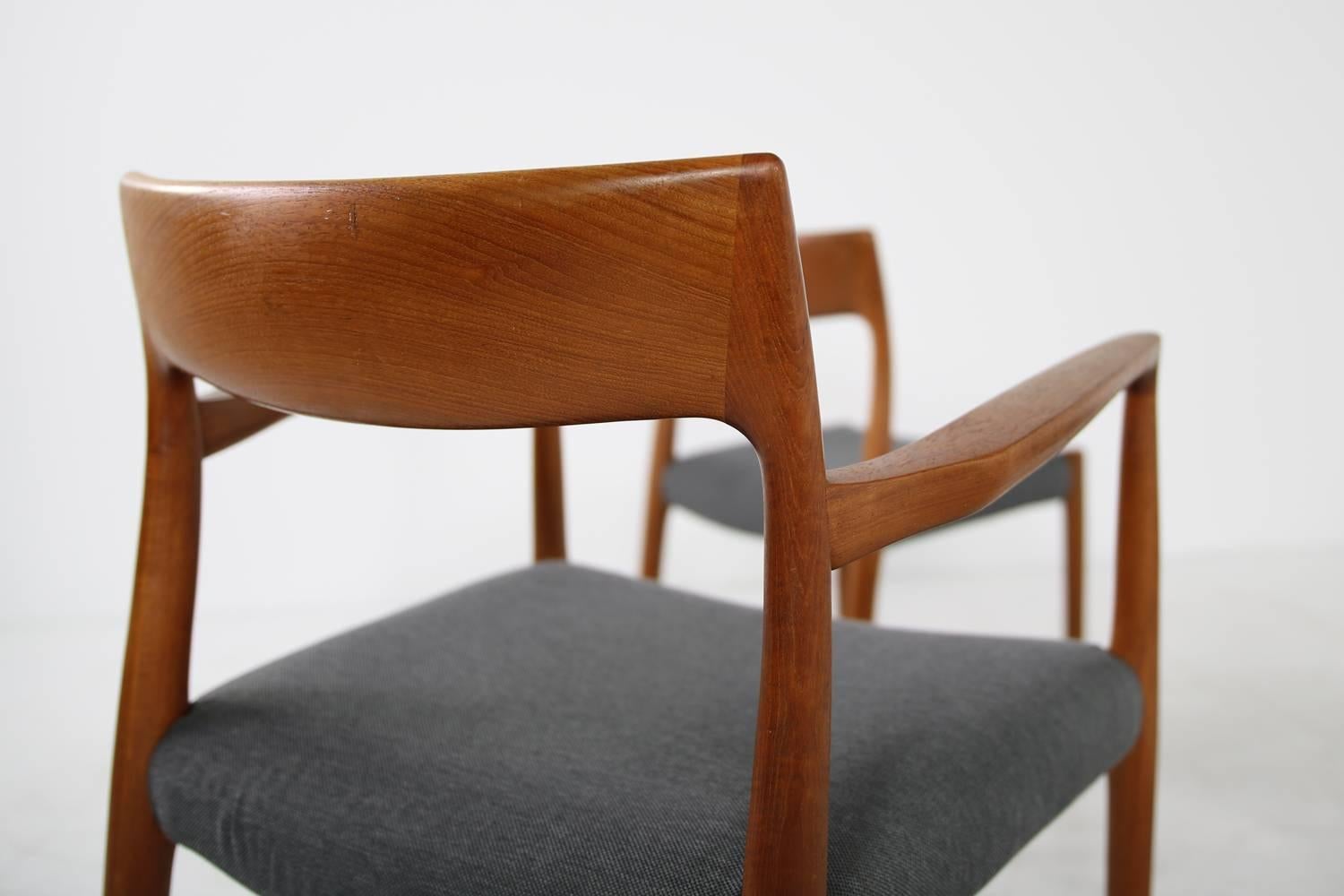 1960s Danish Teak Dining Room Chairs by Niels O. Moller Mod. 77 and Mod. 57 5