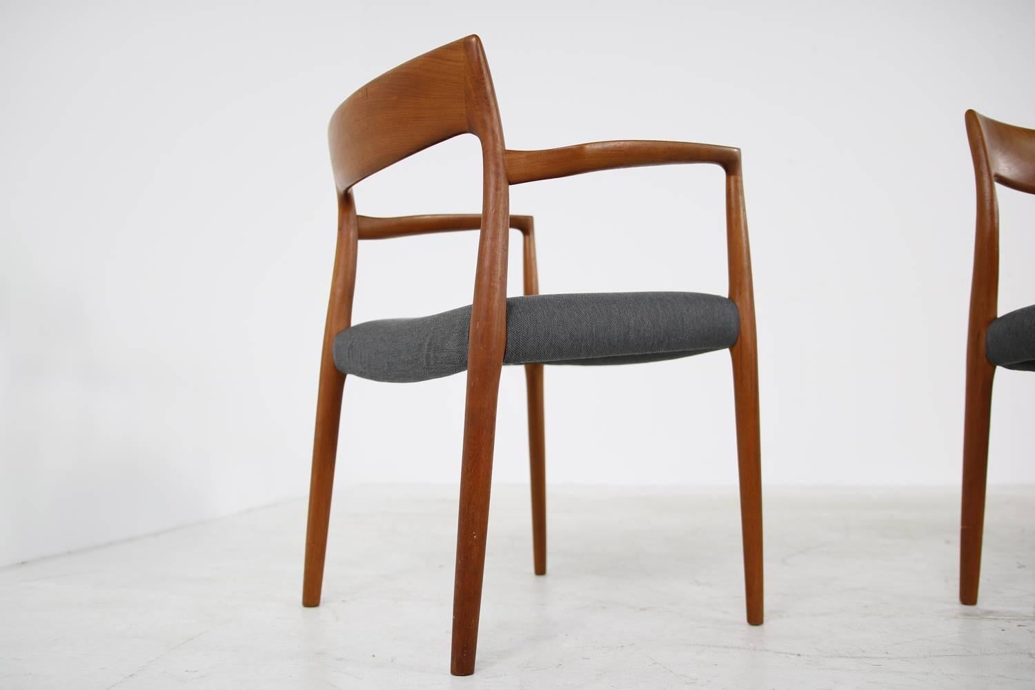 Mid-20th Century 1960s Danish Teak Dining Room Chairs by Niels O. Moller Mod. 77 and Mod. 57