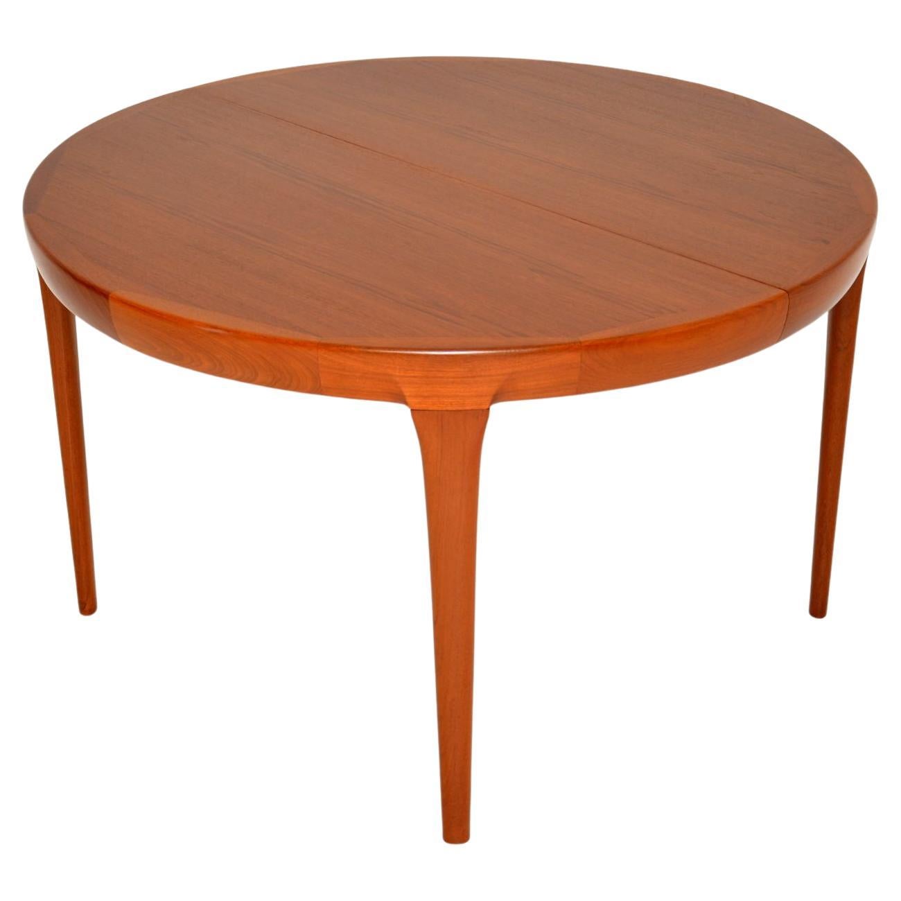 Danish Teak Large Round Expandable Dining Table by Ib KofodLarsen for