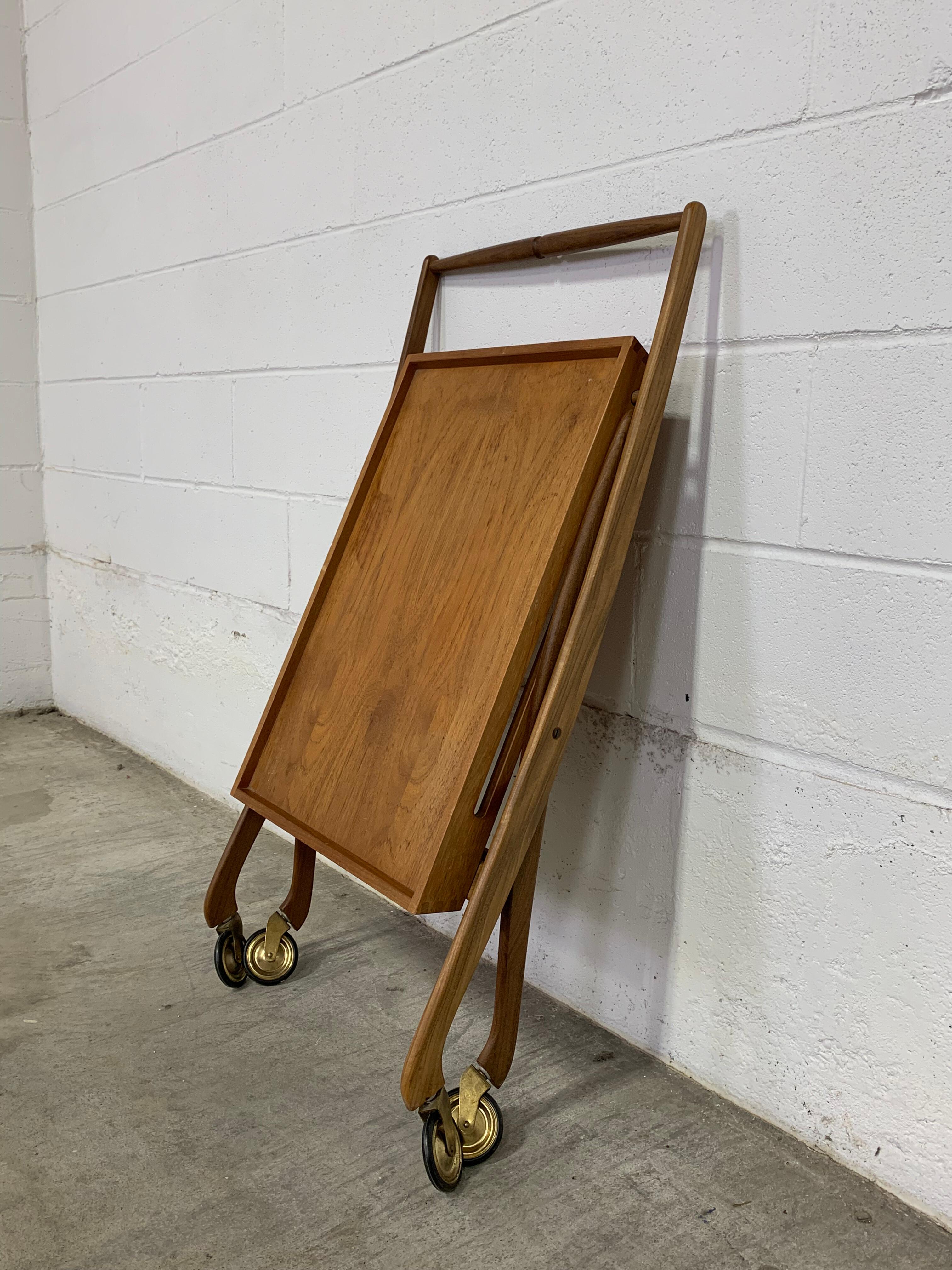 1960s Danish Teak Folding Serving Cart For Sale 1