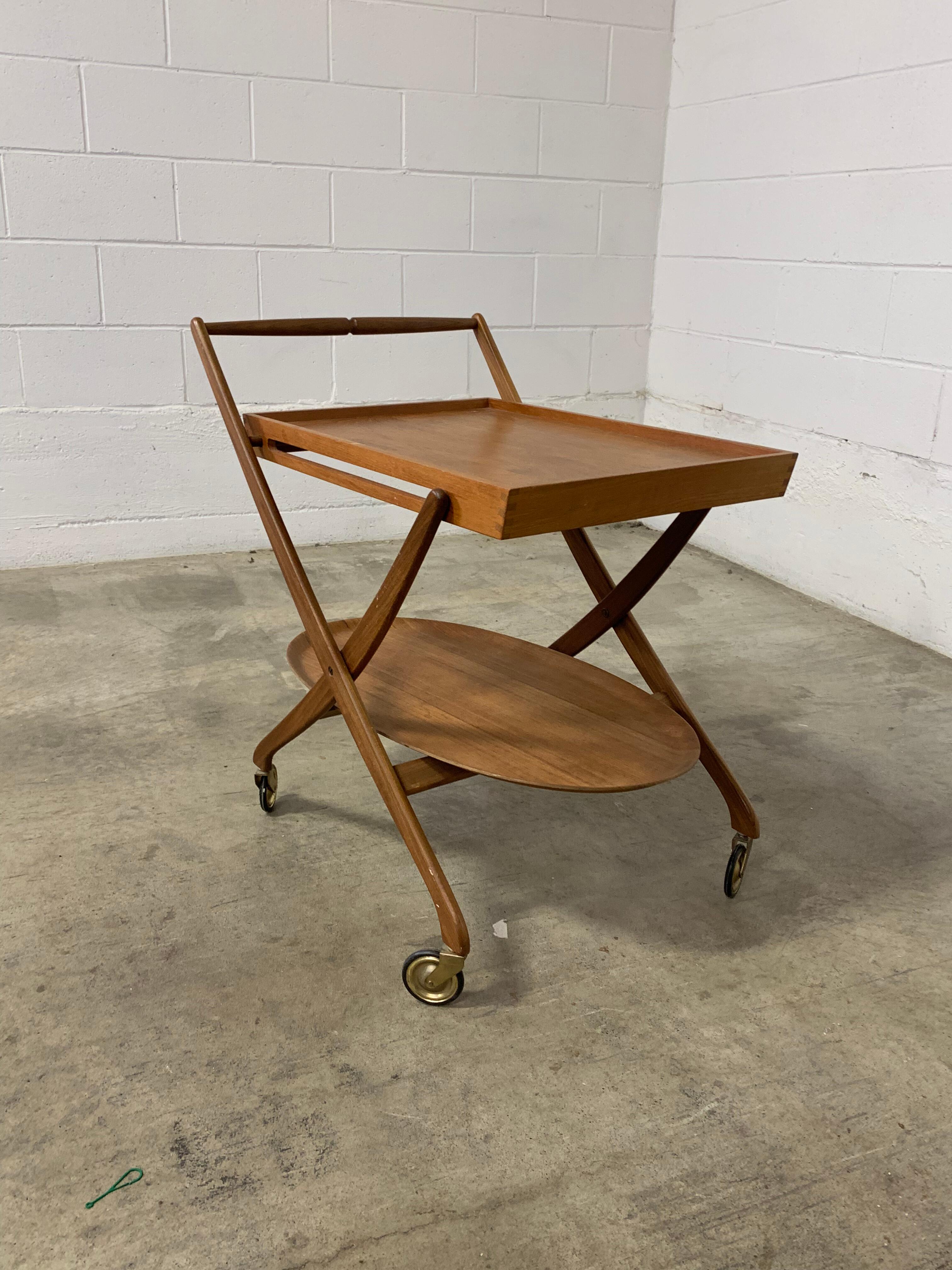 1960s Danish Teak Folding Serving Cart For Sale 2