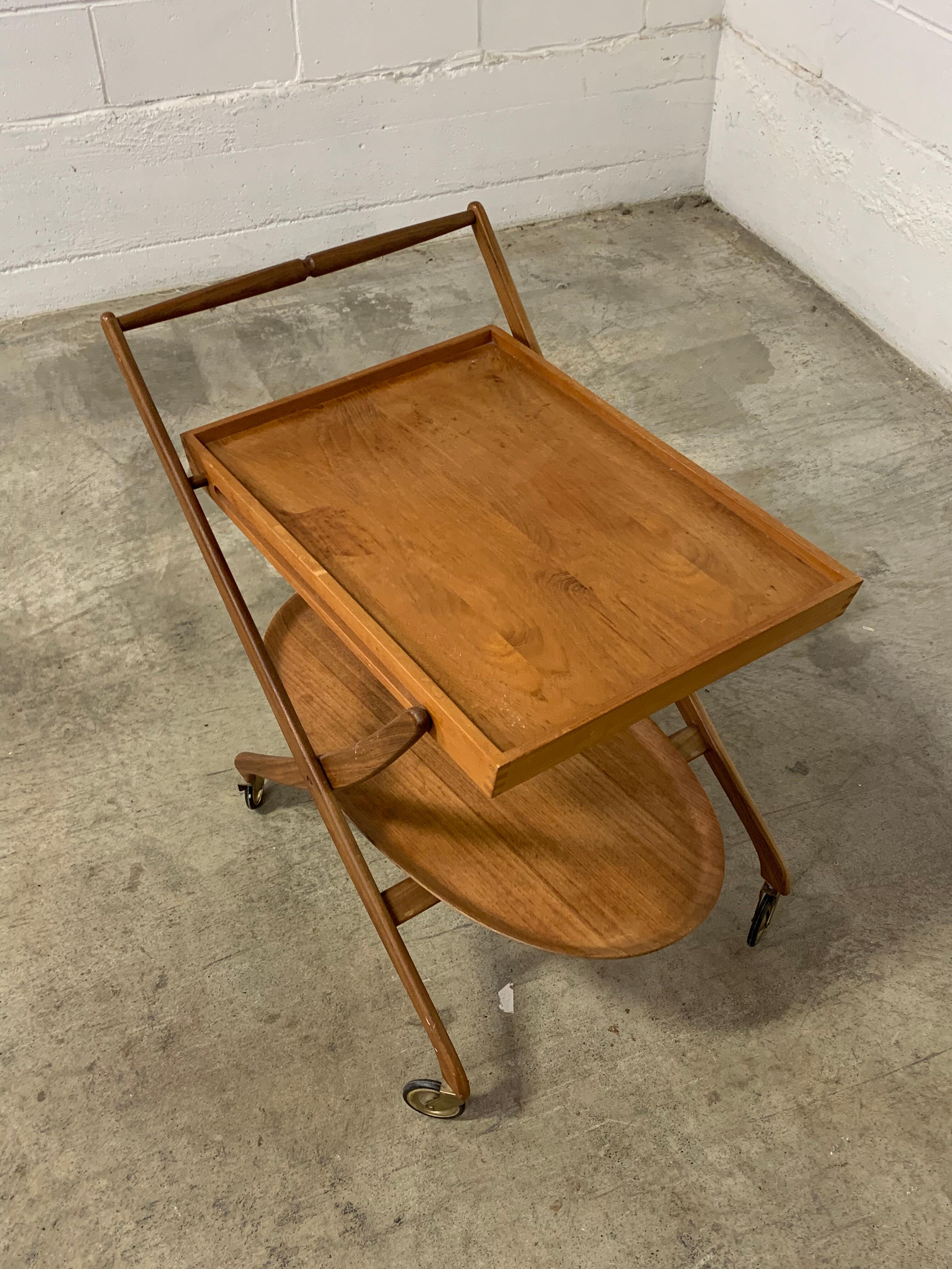 1960s Danish Teak Folding Serving Cart For Sale 3