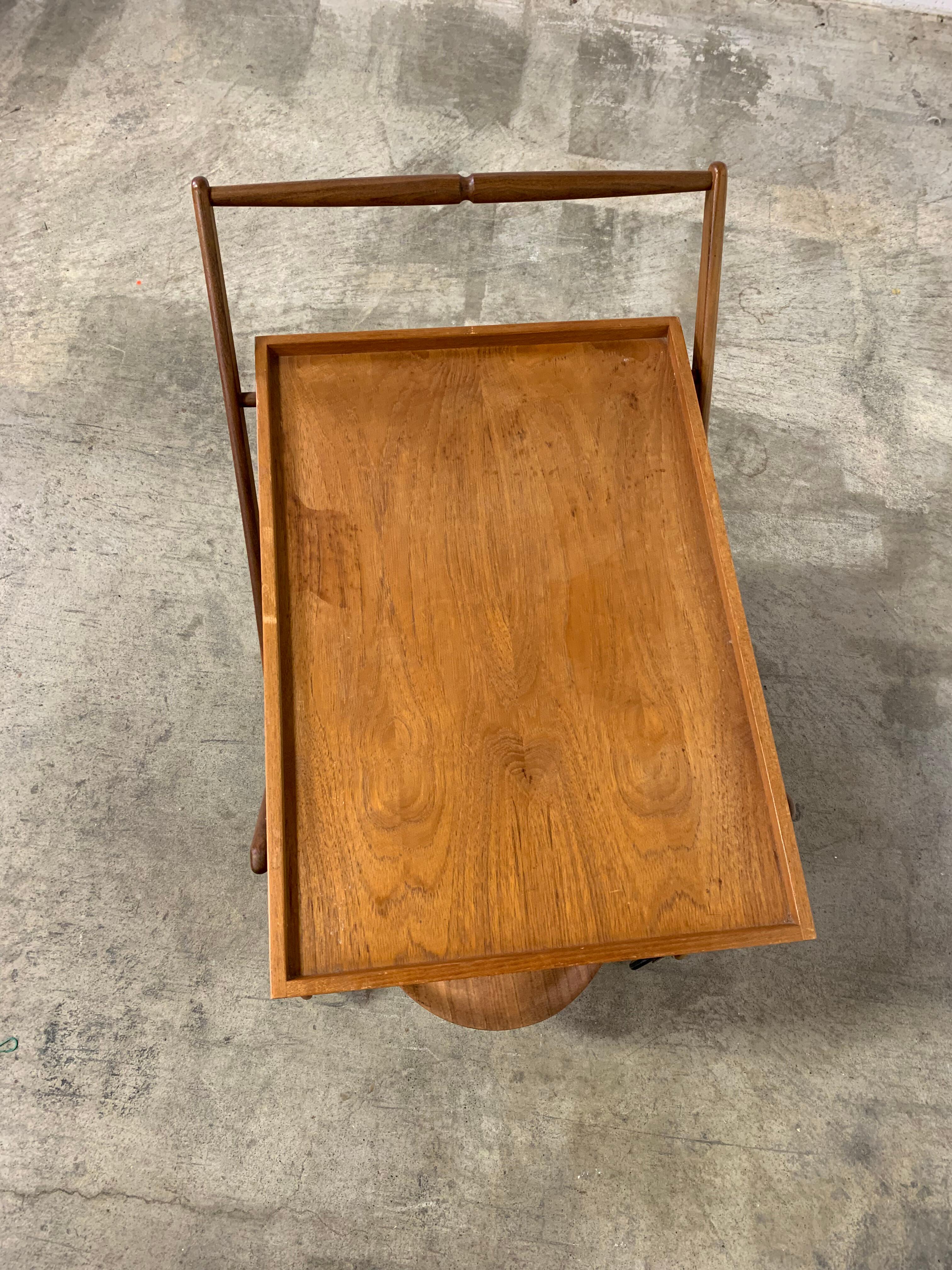 1960s Danish Teak Folding Serving Cart For Sale 4
