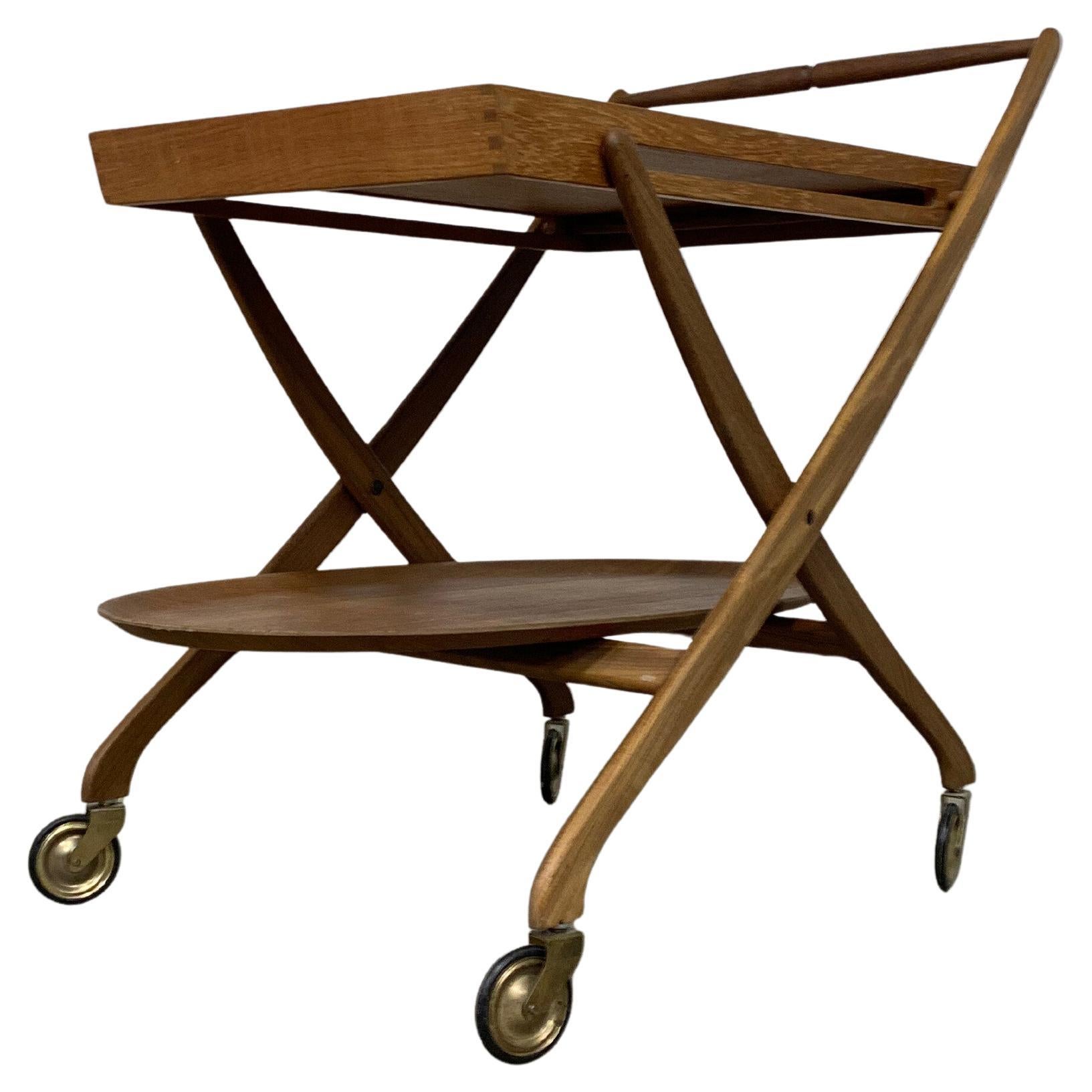1960s Danish Teak Folding Serving Cart