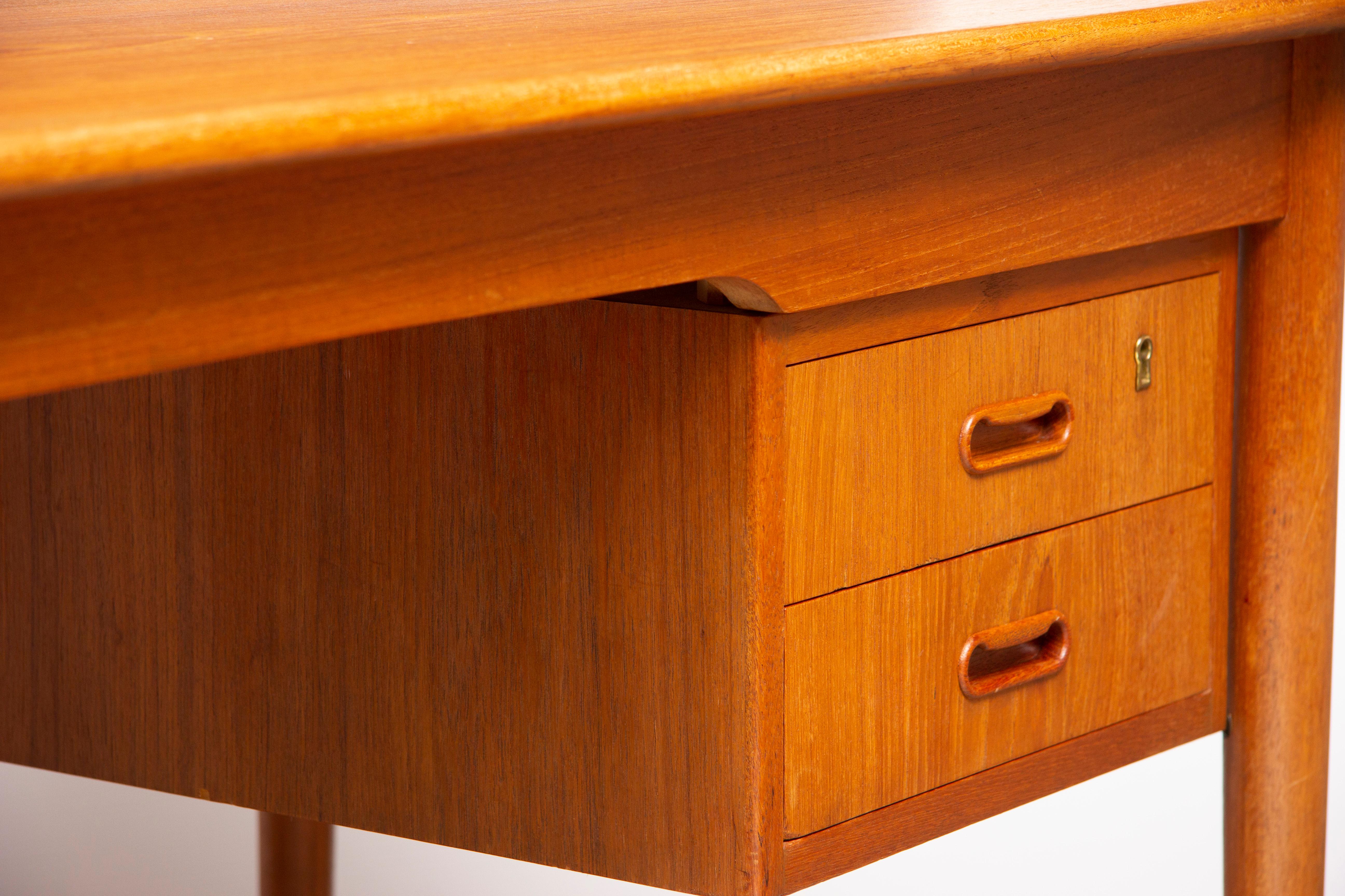 Mid-Century Modern 1960s Danish Teak Four-Drawer Desk