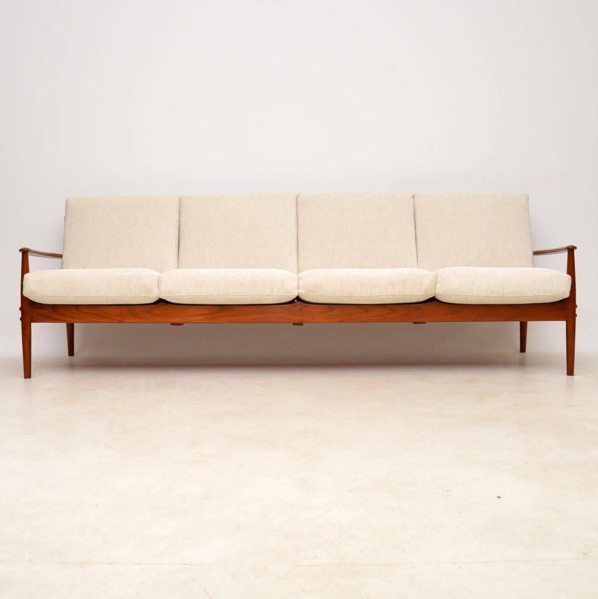 Mid-Century Modern 1960s Danish Teak Four Seat Sofa by Grete Jalk for France & Son