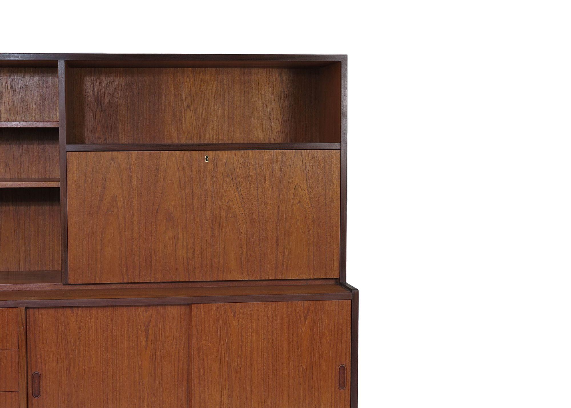 1960s Danish Teak High Sideboard Cabinet For Sale 3