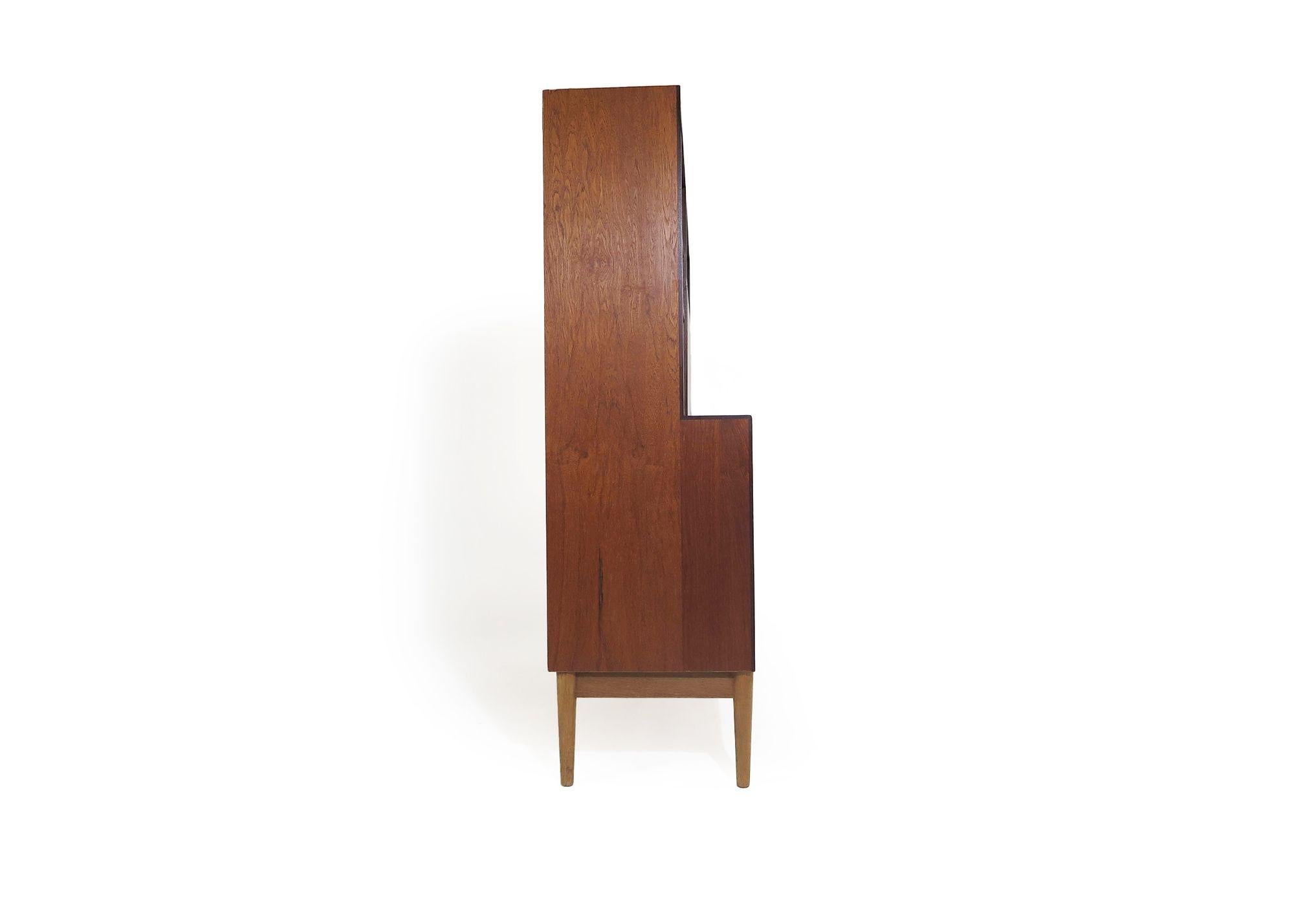 Oiled 1960s Danish Teak High Sideboard Cabinet For Sale