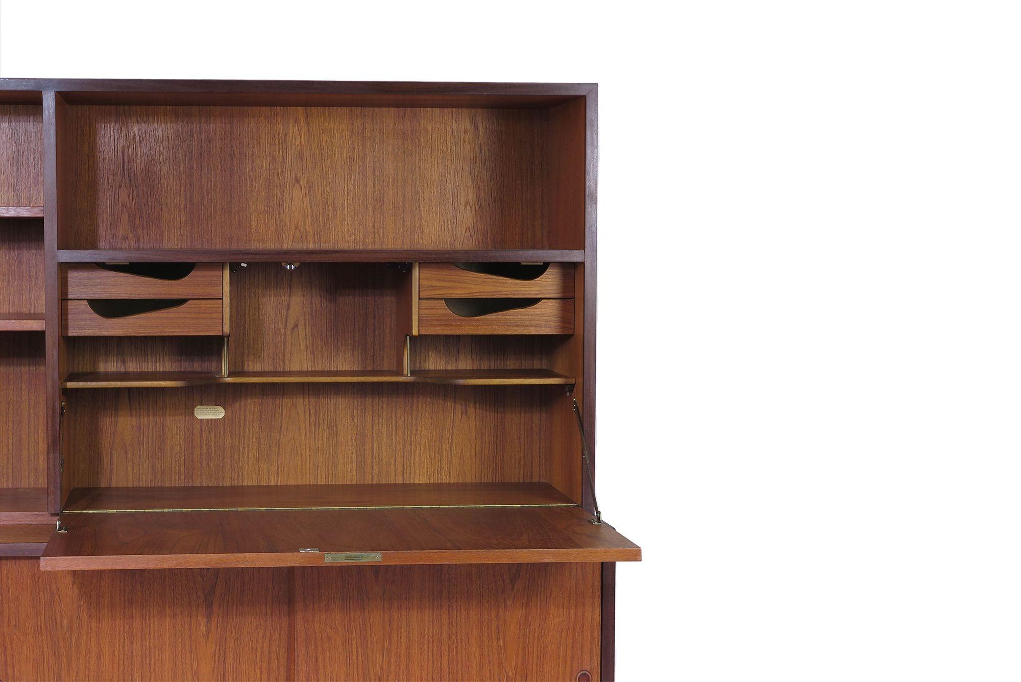 20th Century 1960s Danish Teak High Sideboard Cabinet For Sale