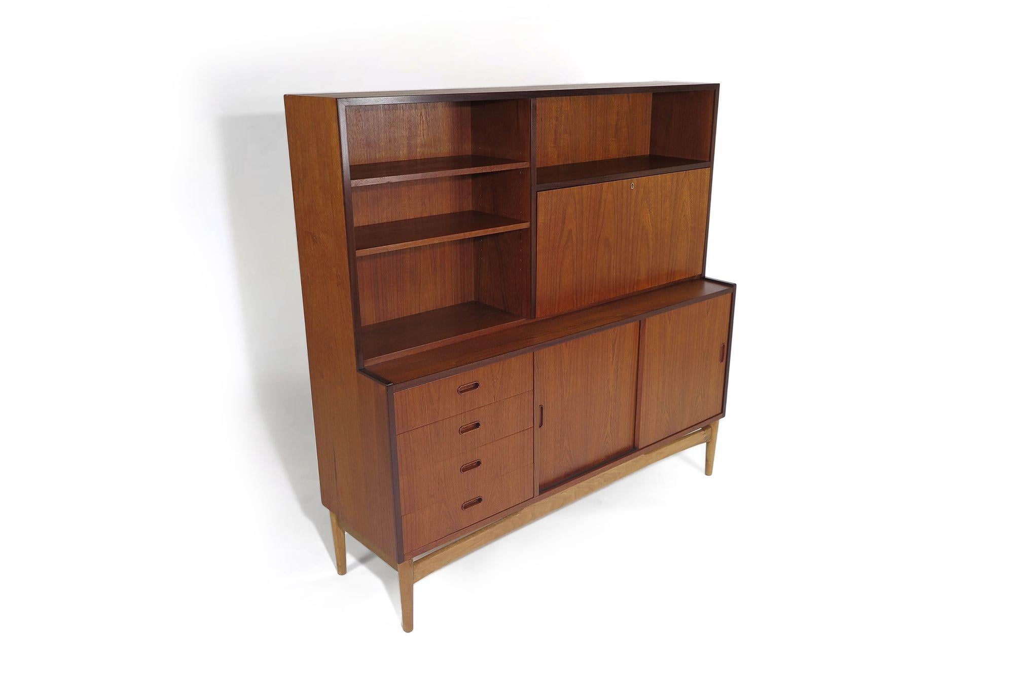 1960s Danish Teak High Sideboard Cabinet For Sale 1