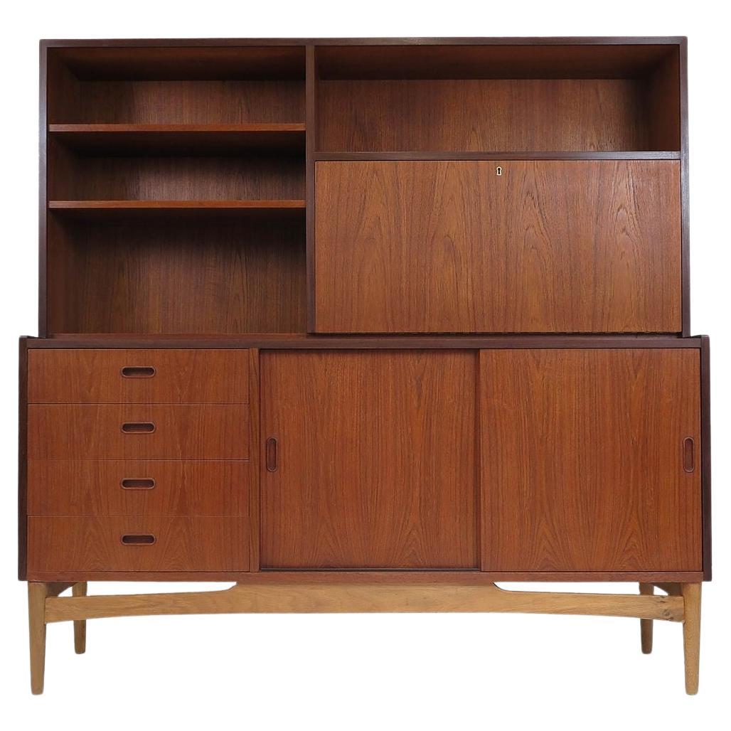 1960s Danish Teak High Sideboard Cabinet For Sale