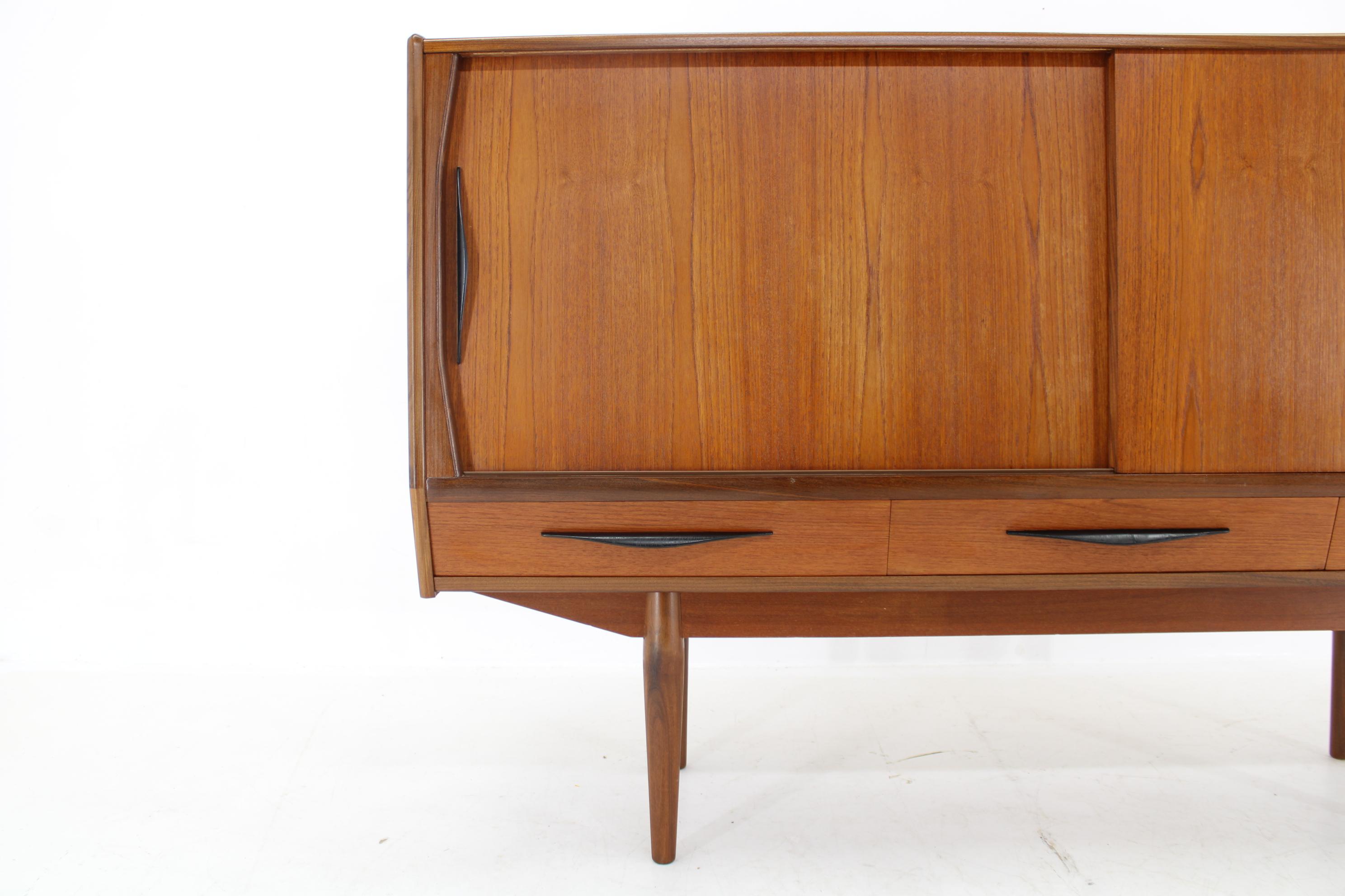 Mid-20th Century 1960s Danish Teak Highboard , Restored For Sale