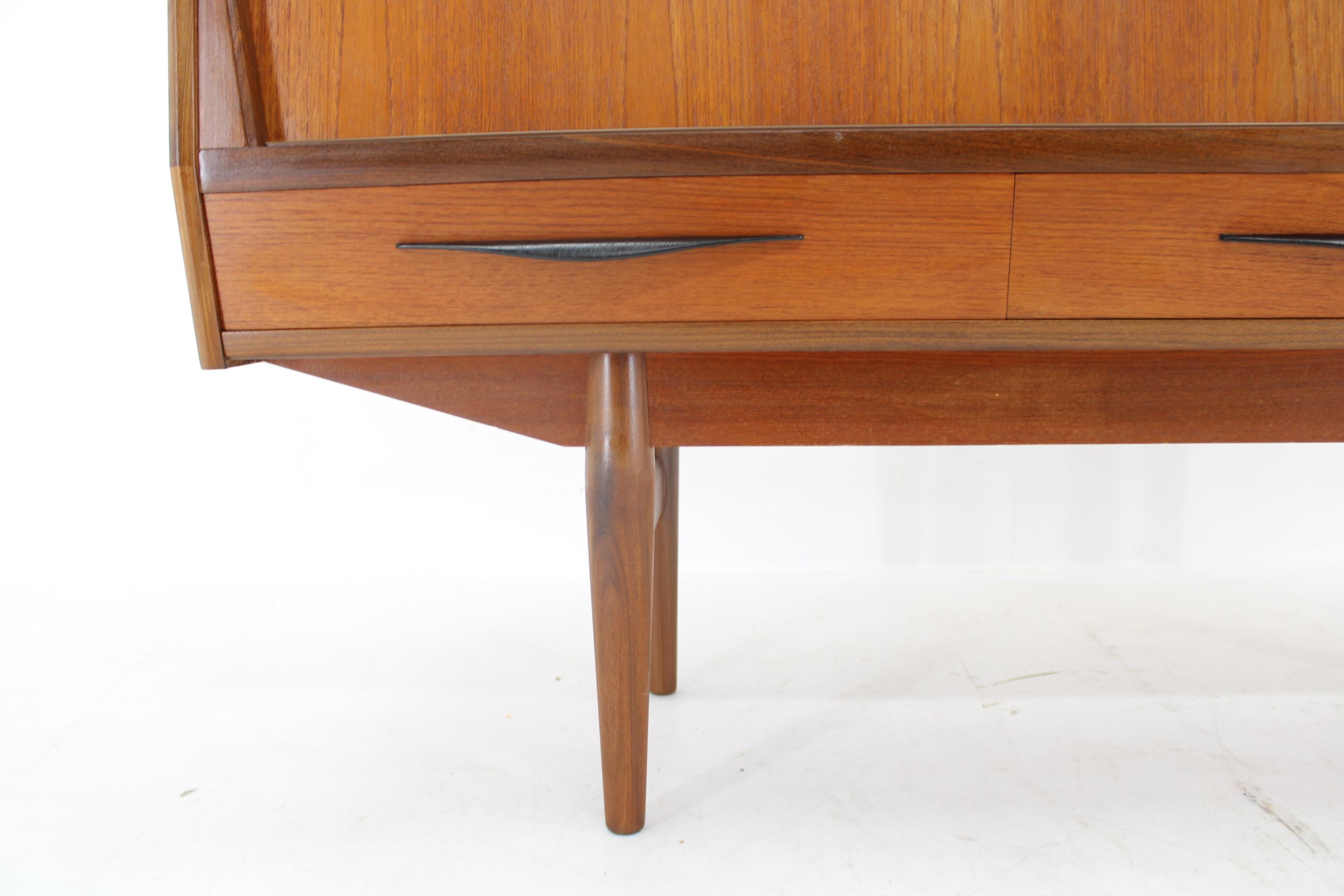 Wood 1960s Danish Teak Highboard , Restored For Sale