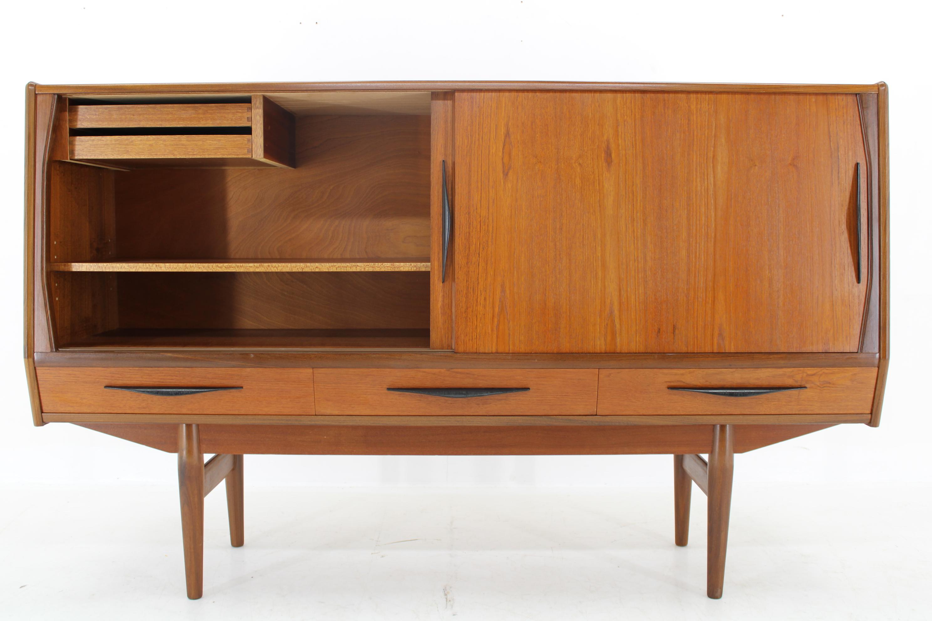 1960s Danish Teak Highboard , Restored 2