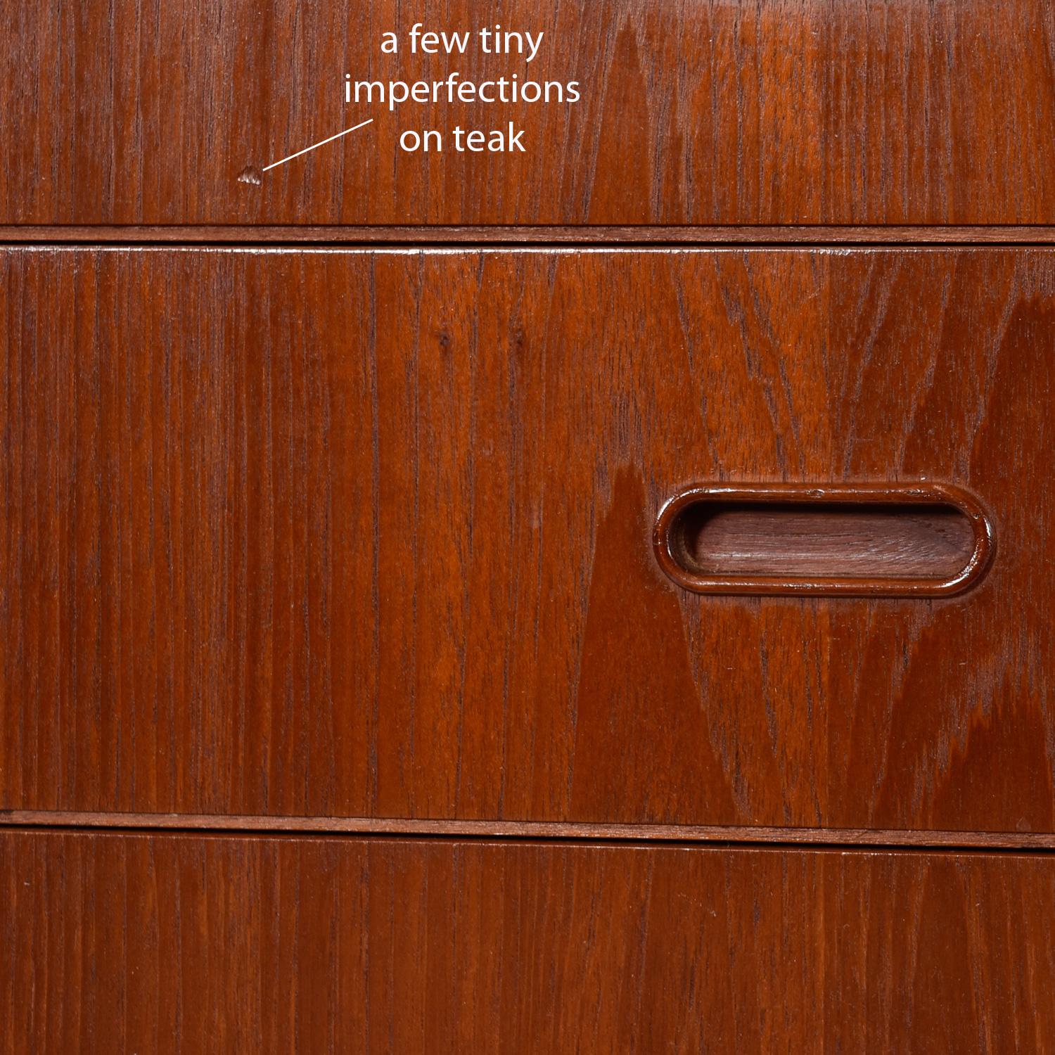 1960's Danish Teak Highboy Chest Dresser With Carved Oval Recessed Pulls For Sale 2