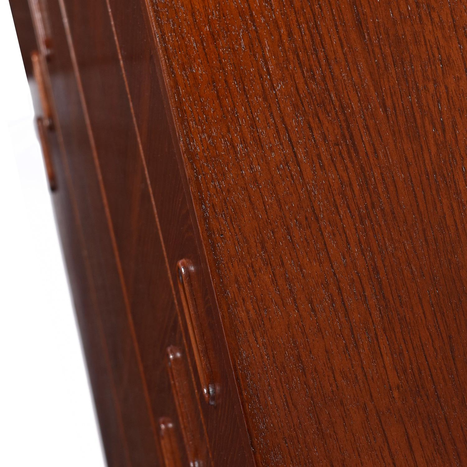 1960's Danish Teak Highboy Chest Dresser With Carved Oval Recessed Pulls For Sale 4
