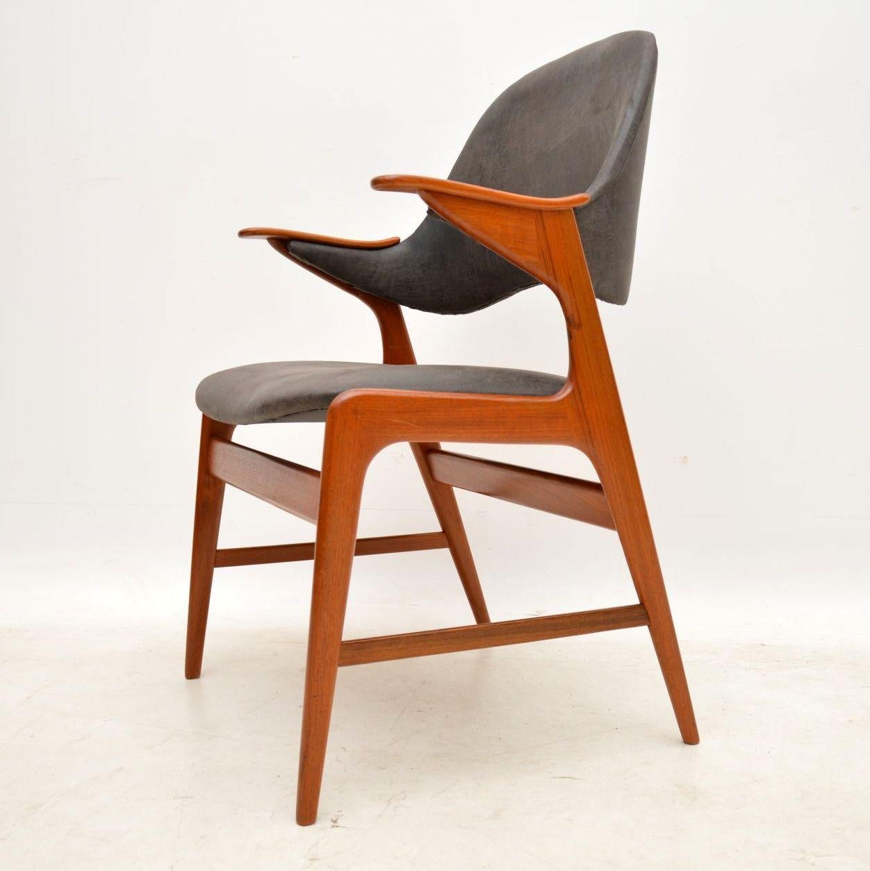 Mid-20th Century 1960s Danish Teak & Leather Armchair by Arne Hovmand-Olsen