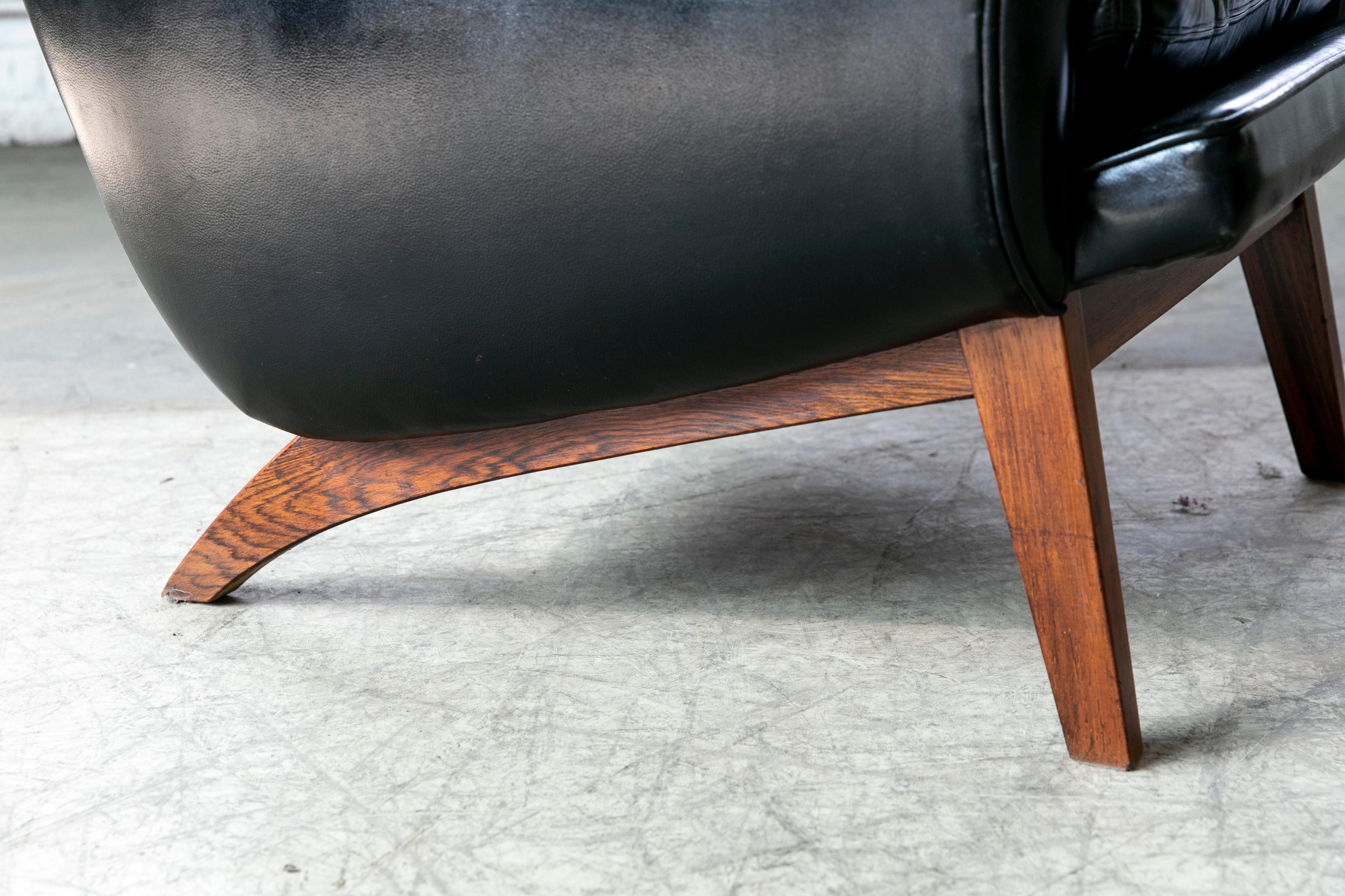 1960's Danish Teak Lounge Chair for ESA by Langfeld Design in Black Leather 6