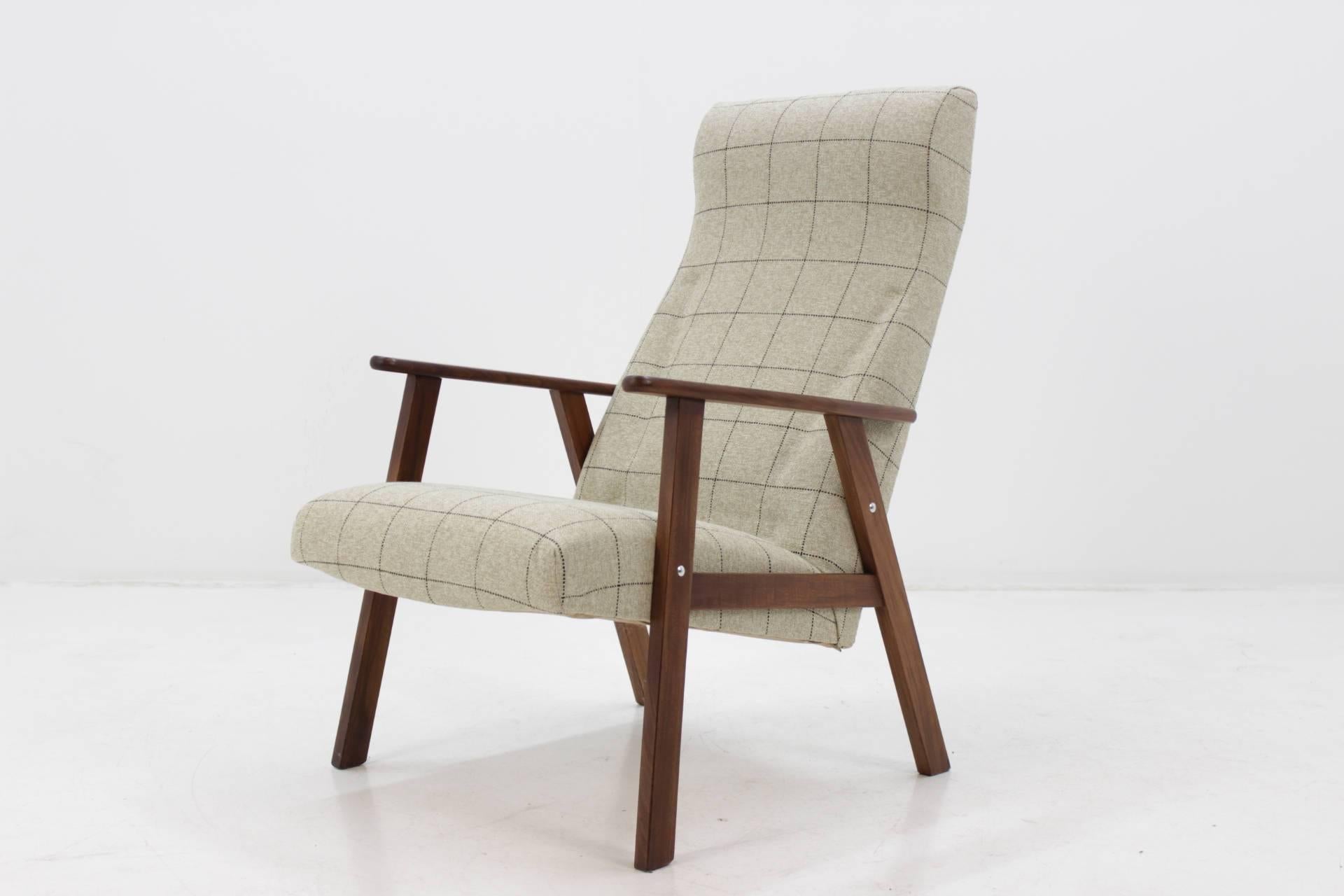 Mid-Century Modern 1960s Danish Teak Lounge Chair with Stool