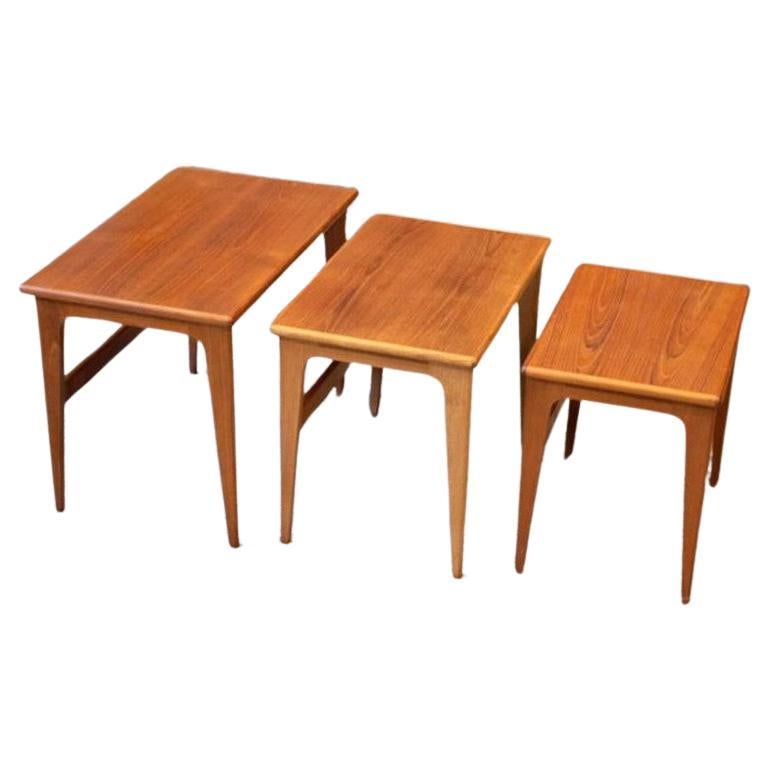 1960s Danish Teak Nesting Side  End Tables