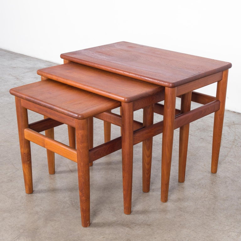 1960s Danish Teak Nesting Tables, Set of Three For Sale 4
