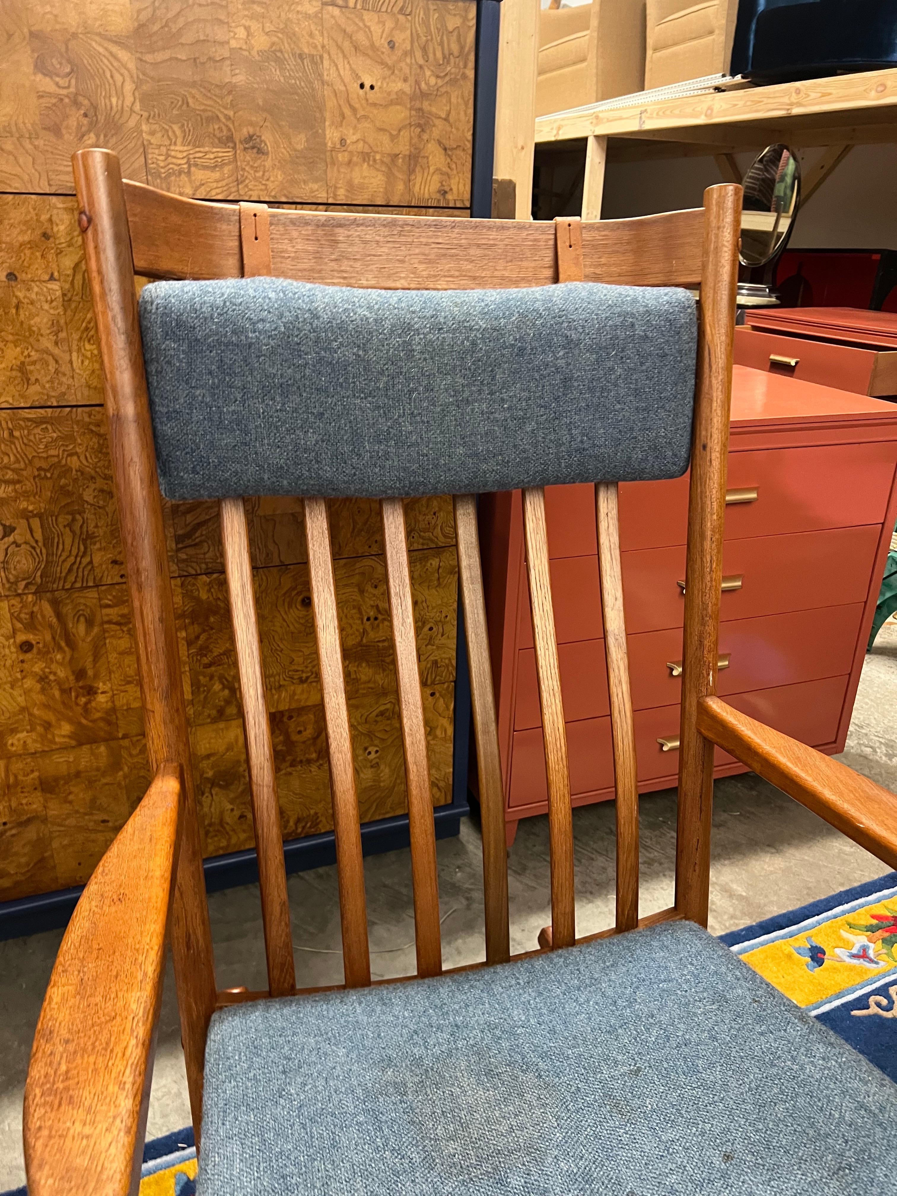 Leather 1960s Danish Teak Rocking Chair Hans Wegner for Tarm Stole