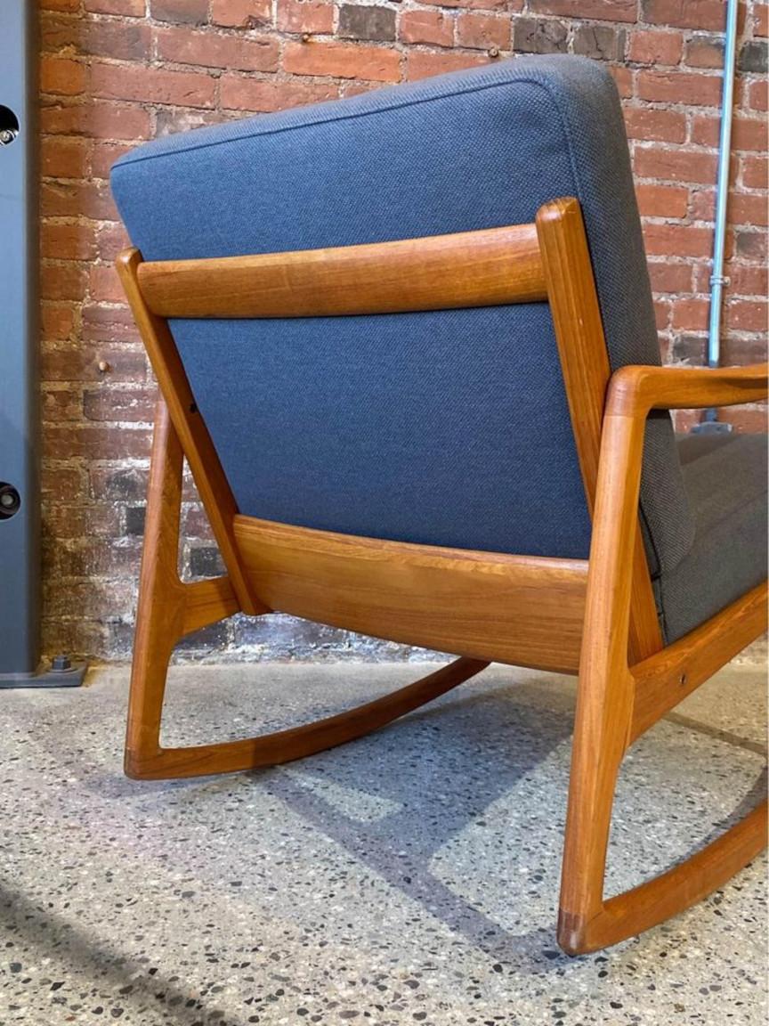 Mid-Century Modern 1960s Danish Teak Rocking Lounge Chair by Ole Wanscher