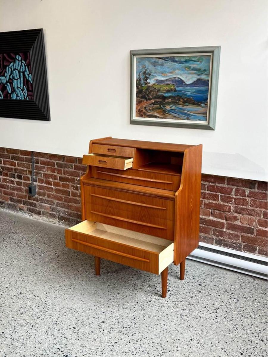 1960's Danish Teak Secretary Desk Vanity For Sale 1