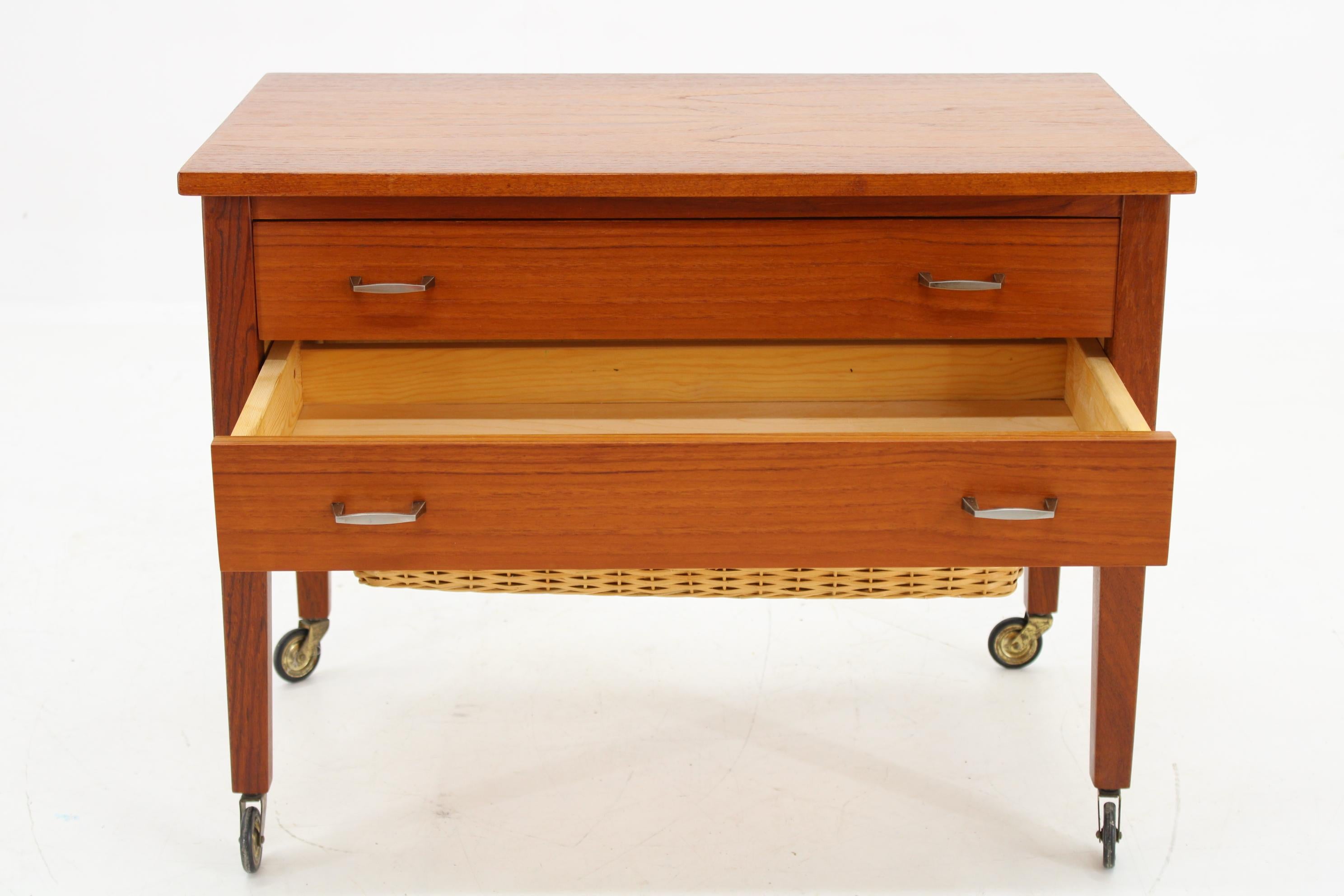 1960s Danish Teak Sewing Table with Drawers For Sale 4