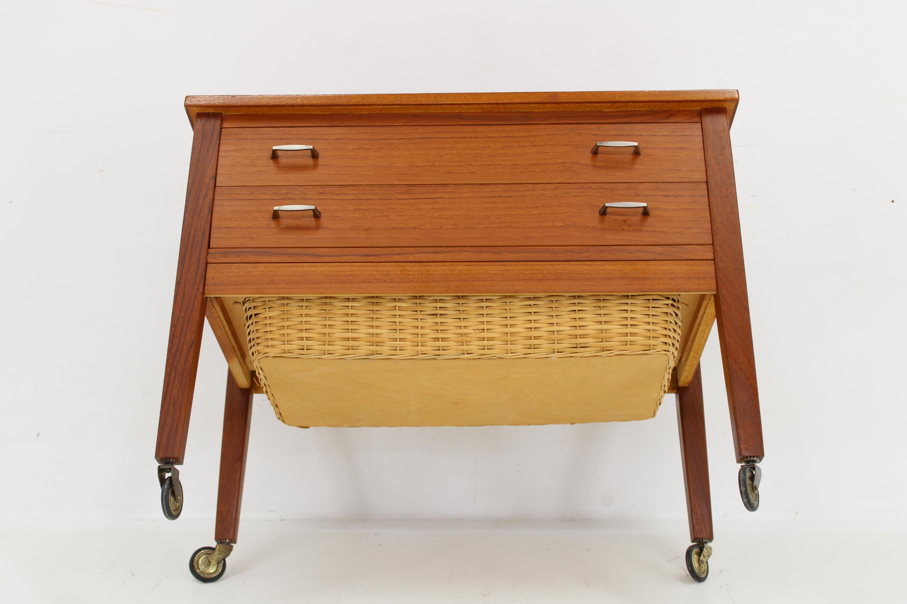 1960s Danish Teak Sewing Table with Drawers For Sale 8