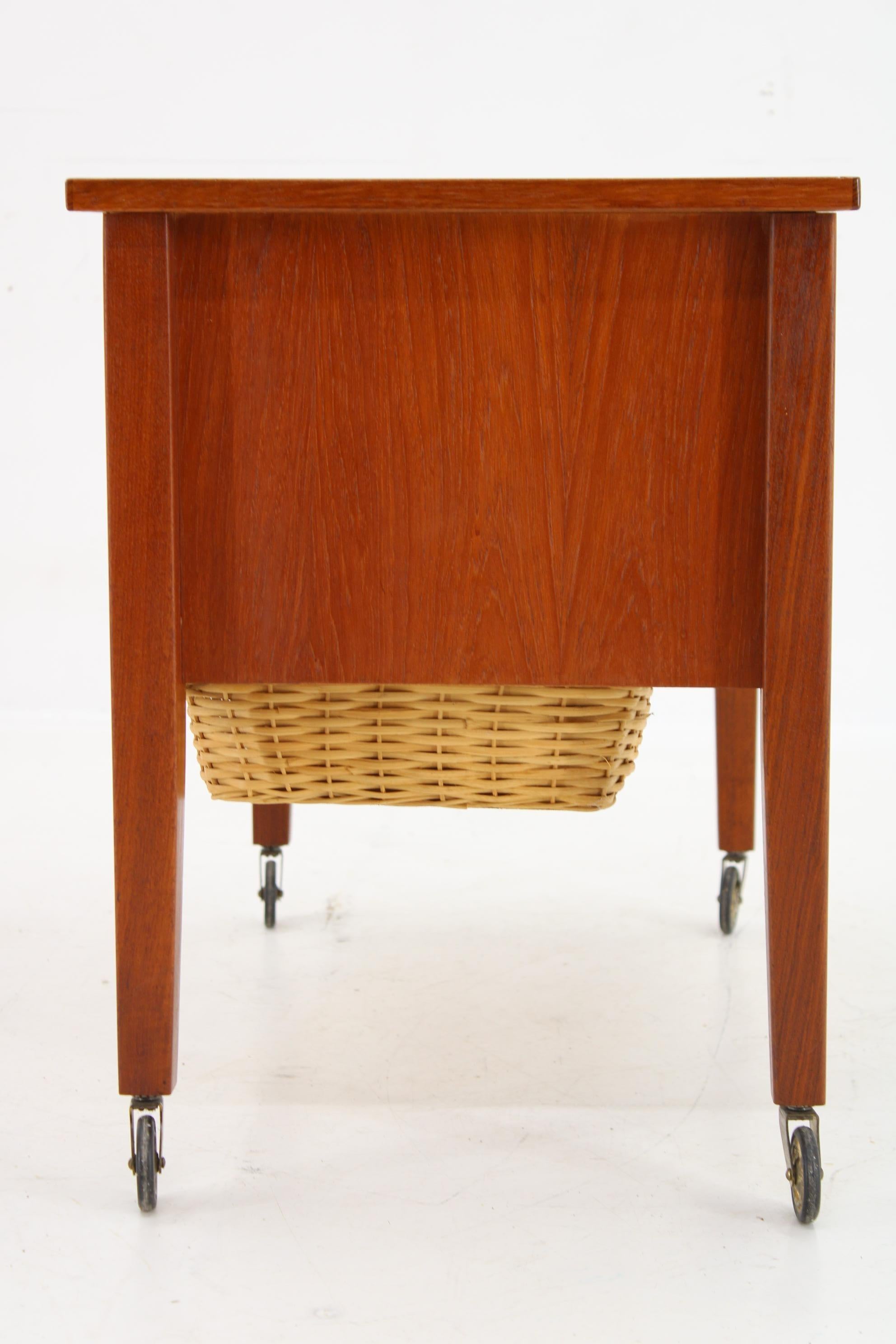 Mid-Century Modern 1960s Danish Teak Sewing Table with Drawers For Sale