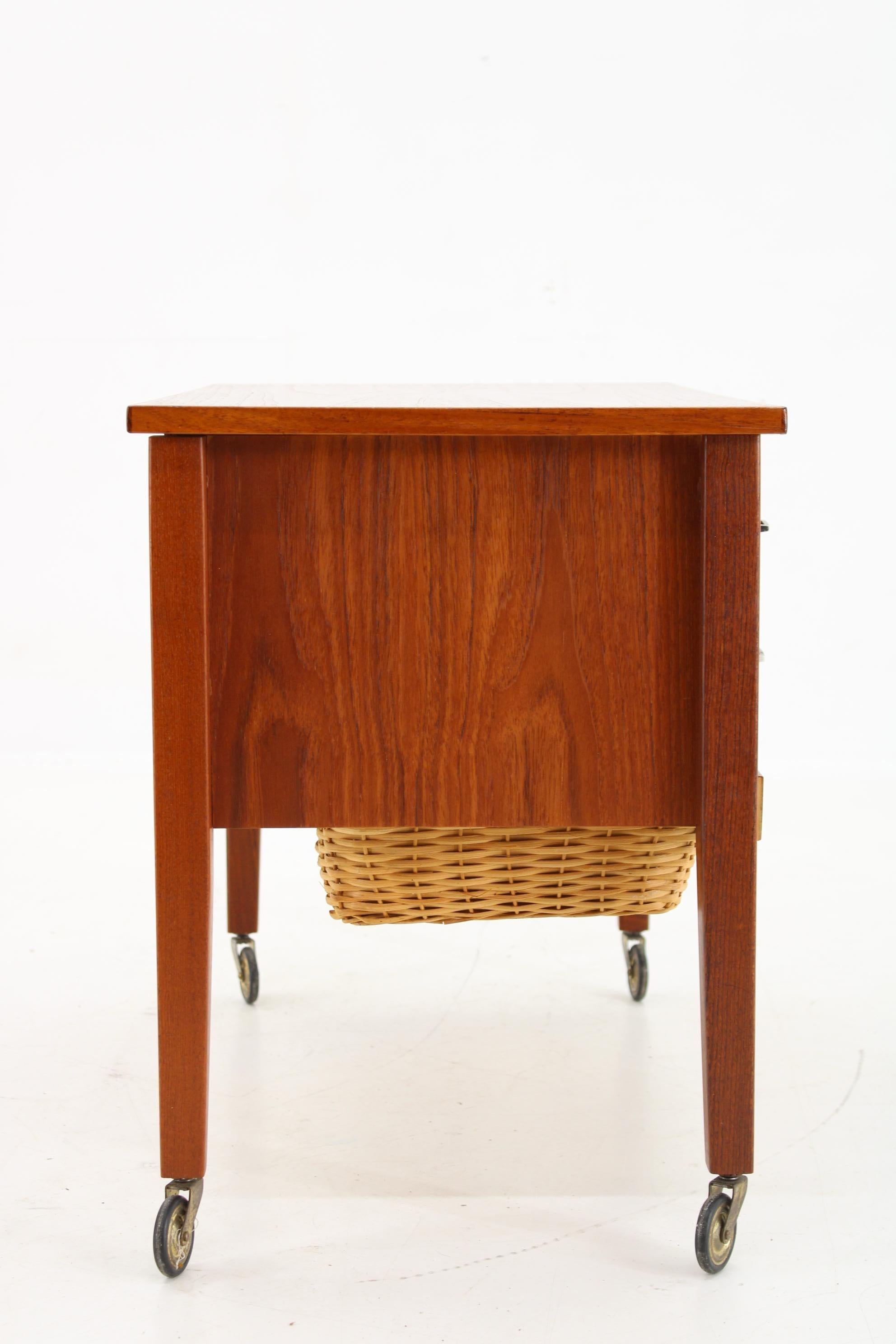 Mid-20th Century 1960s Danish Teak Sewing Table with Drawers For Sale