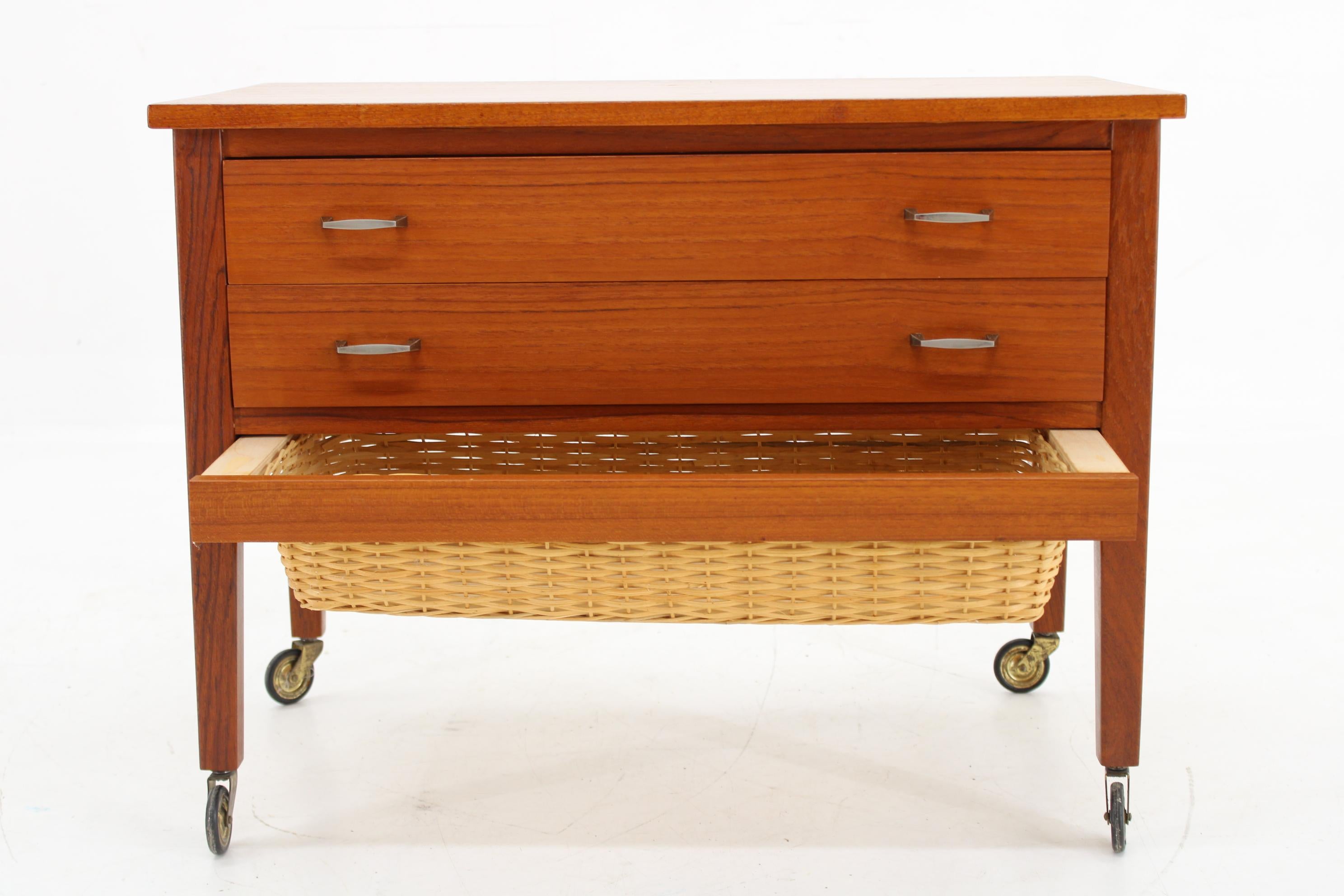 1960s Danish Teak Sewing Table with Drawers For Sale 1