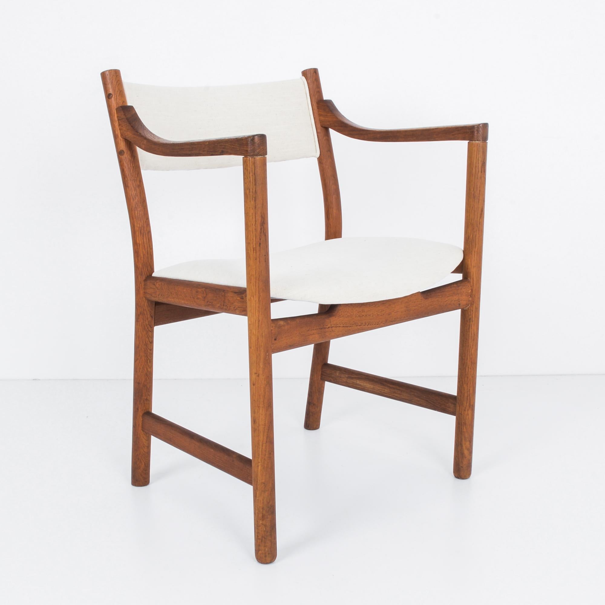 Scandinavian Modern 1960s Danish Teak Side Chair with White Upholstery