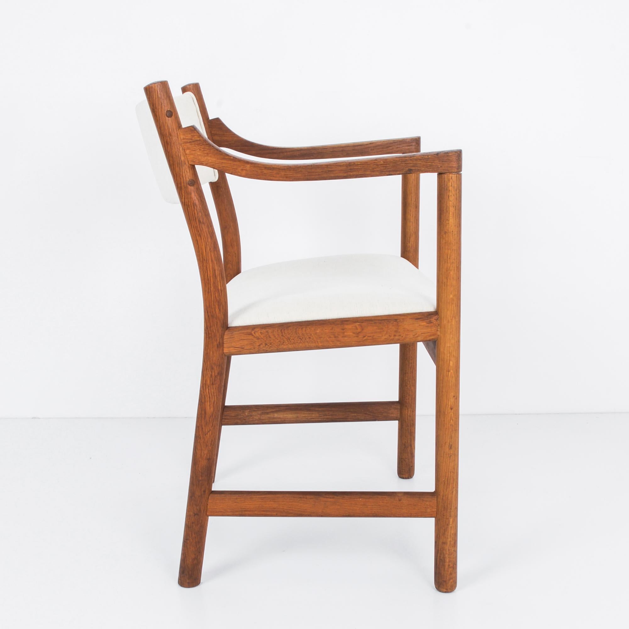 1960s Danish Teak Side Chair with White Upholstery In Good Condition In High Point, NC