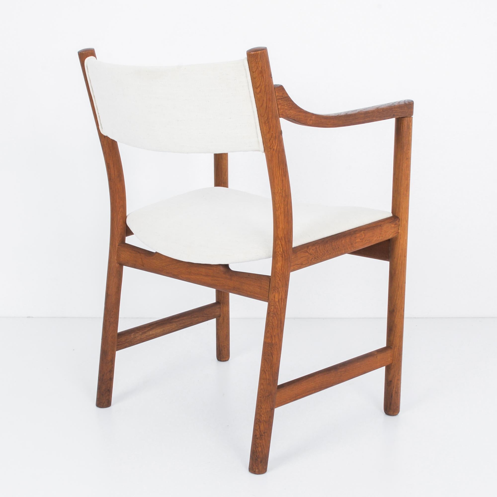 Mid-20th Century 1960s Danish Teak Side Chair with White Upholstery