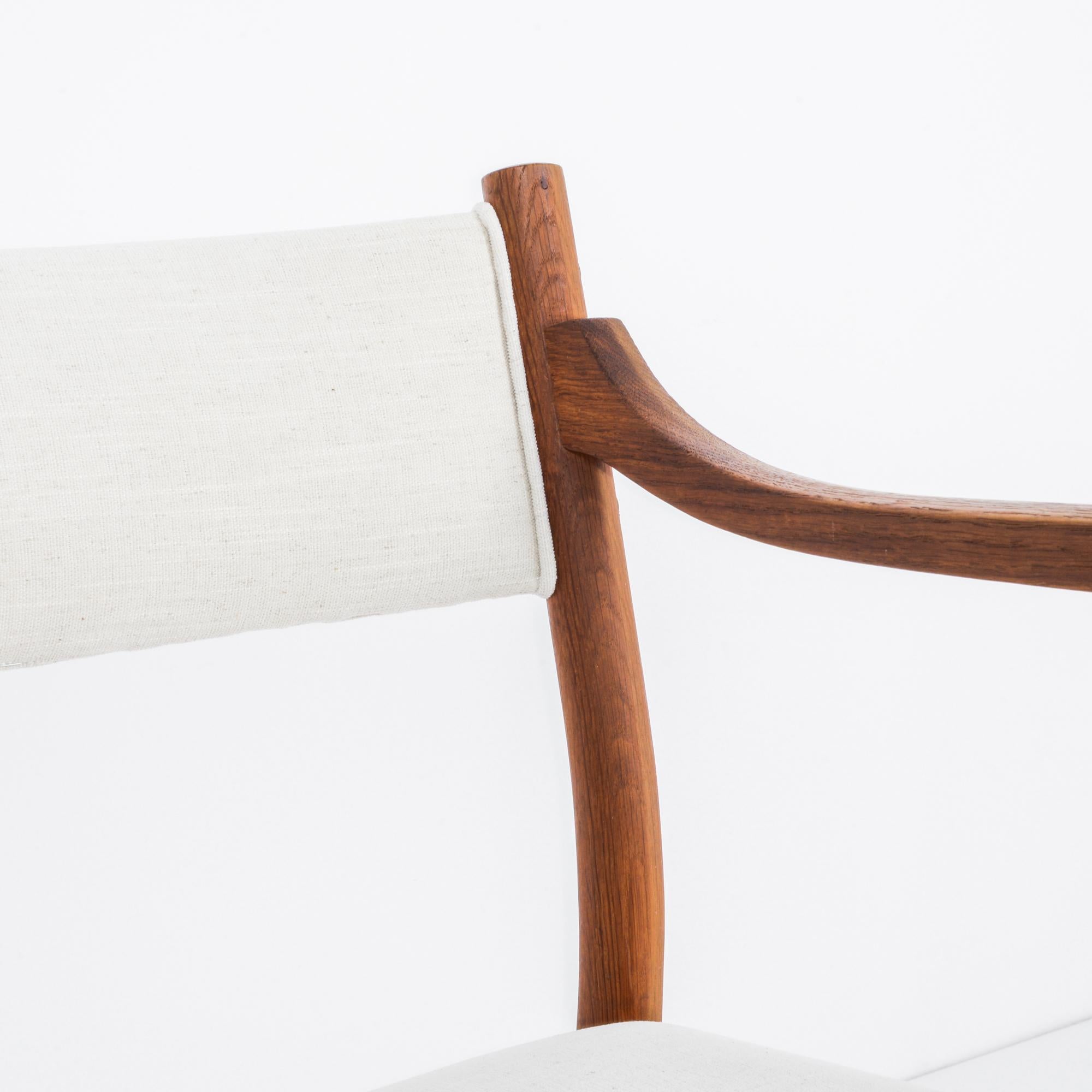 Fabric 1960s Danish Teak Side Chair with White Upholstery