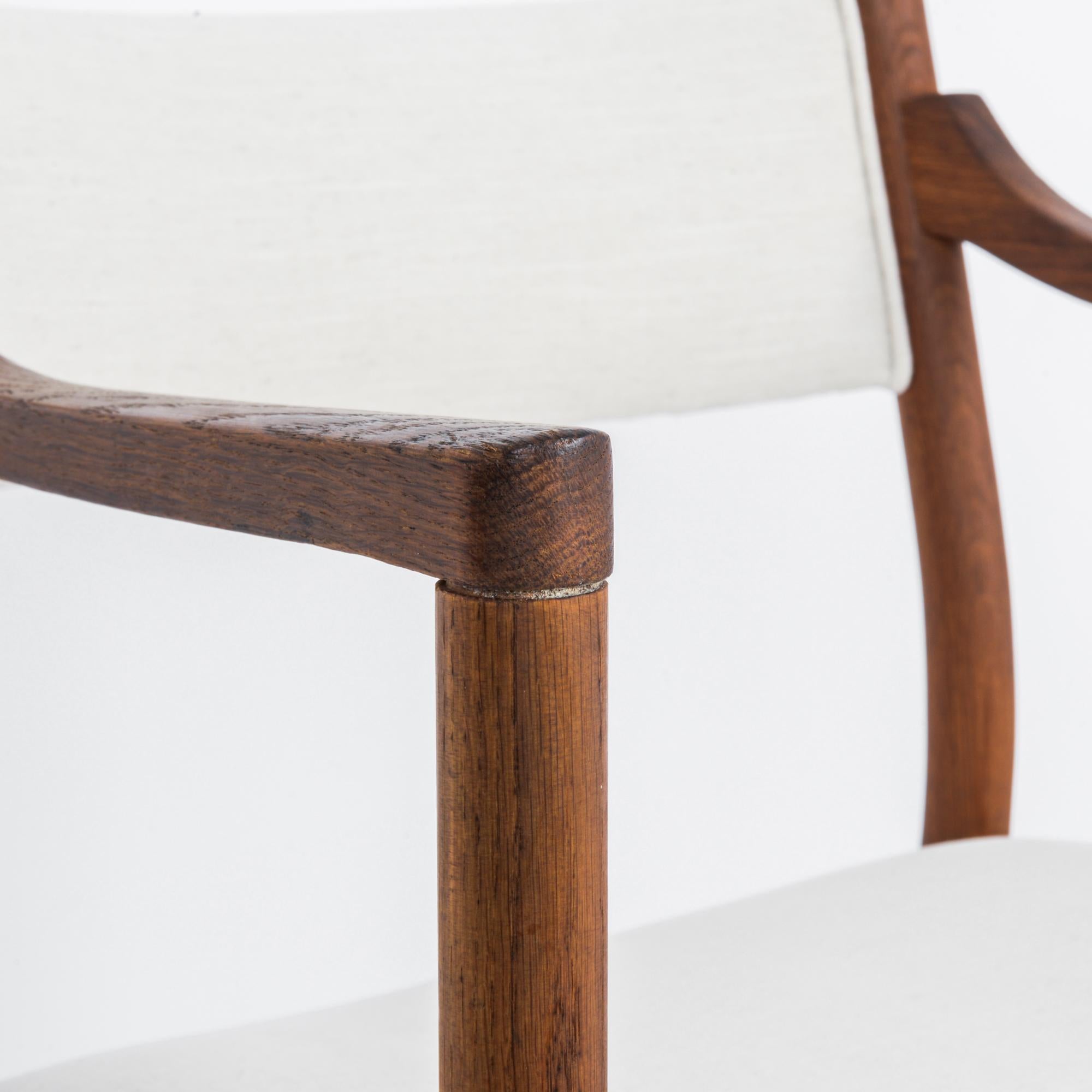 1960s Danish Teak Side Chair with White Upholstery 1