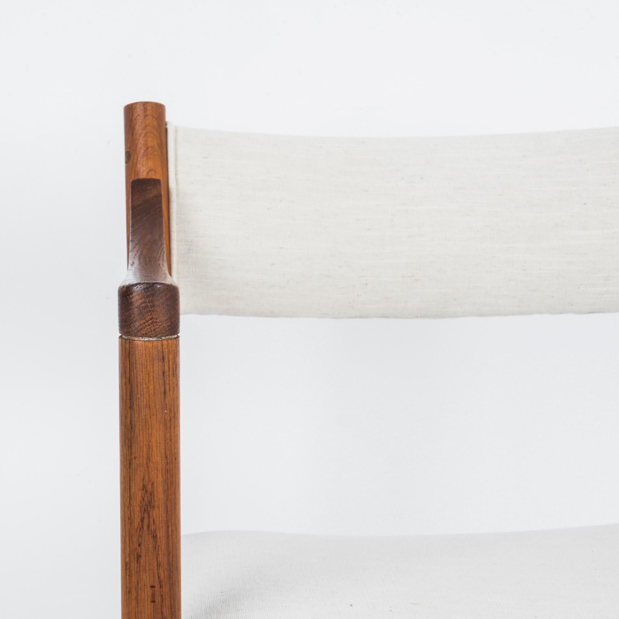 1960s Danish Teak Side Chair with White Upholstery 2
