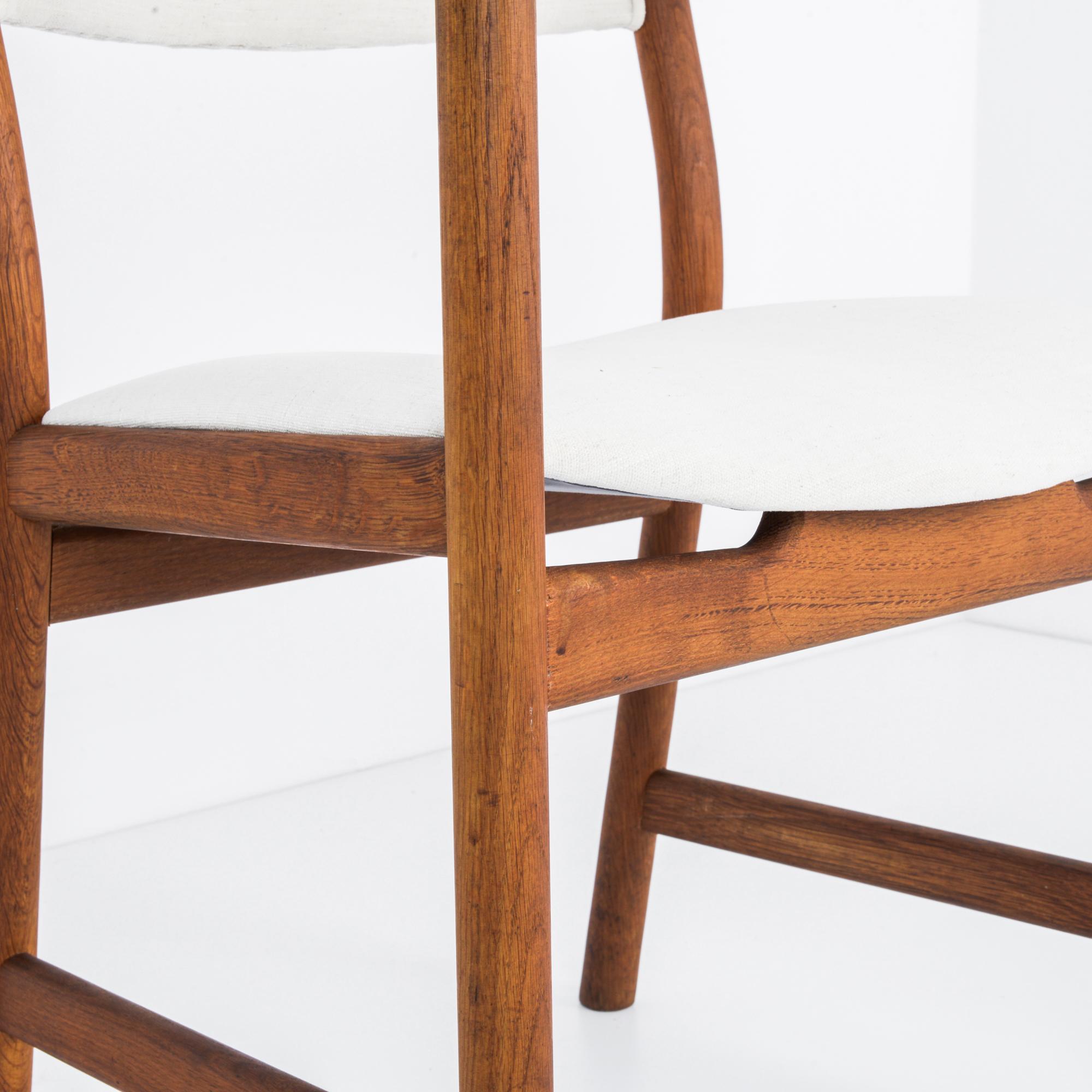 1960s Danish Teak Side Chair with White Upholstery 3