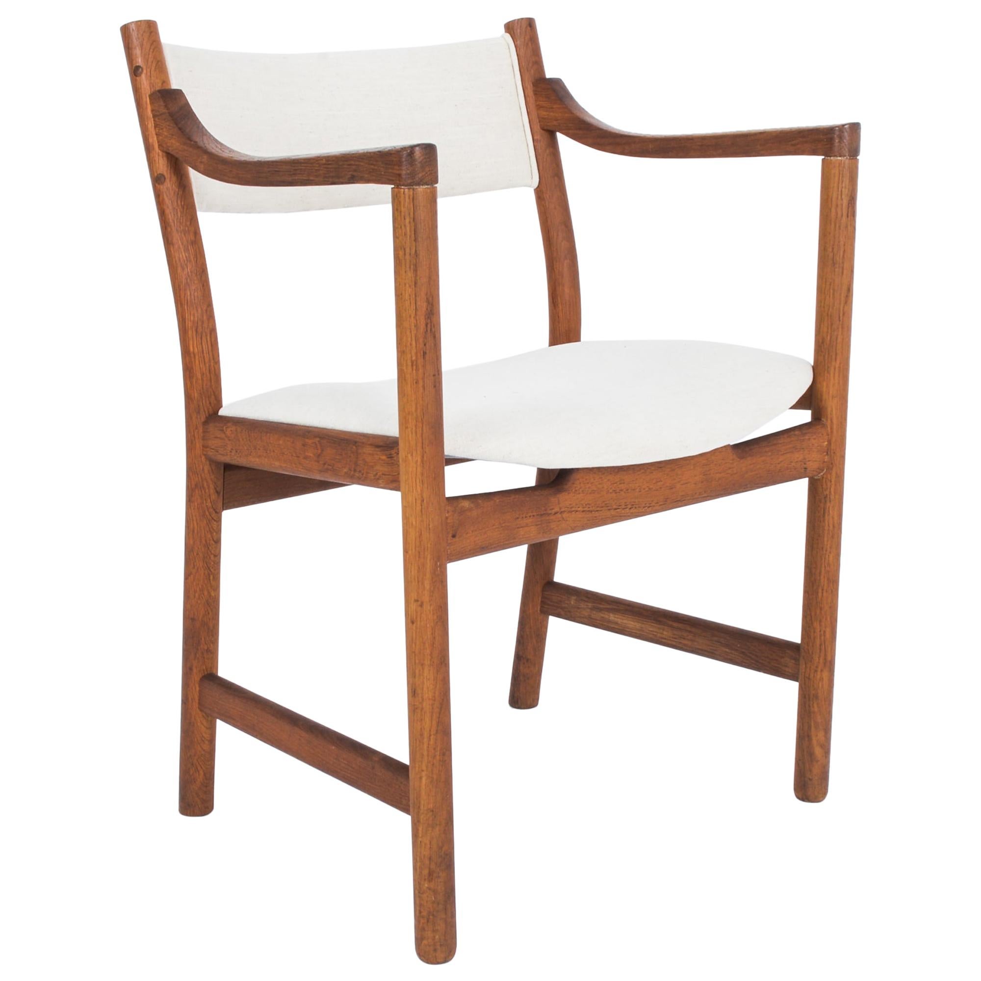 1960s Danish Teak Side Chair with White Upholstery