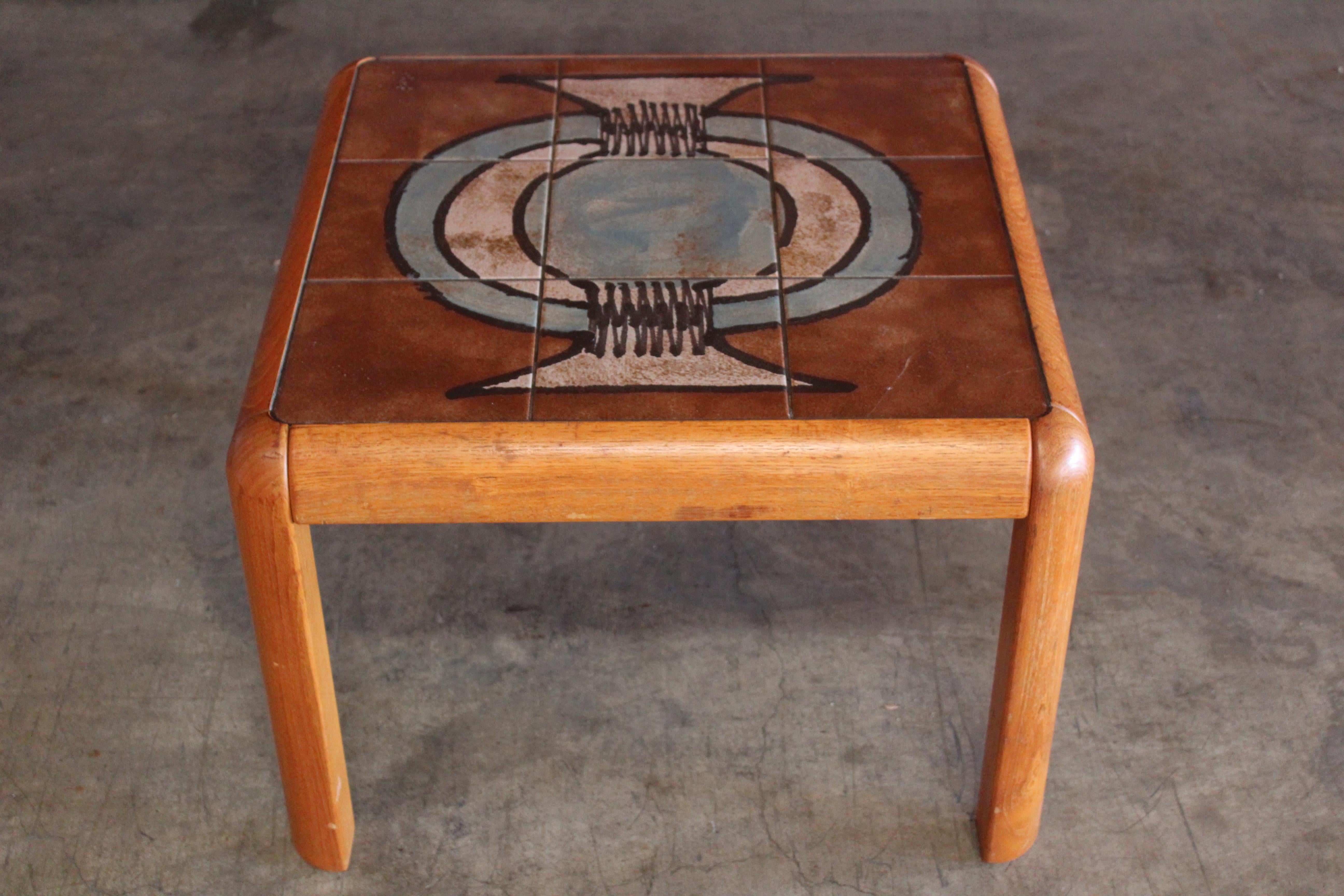 1960s Danish Teak Side Table with Tile Top In Good Condition In Los Angeles, CA