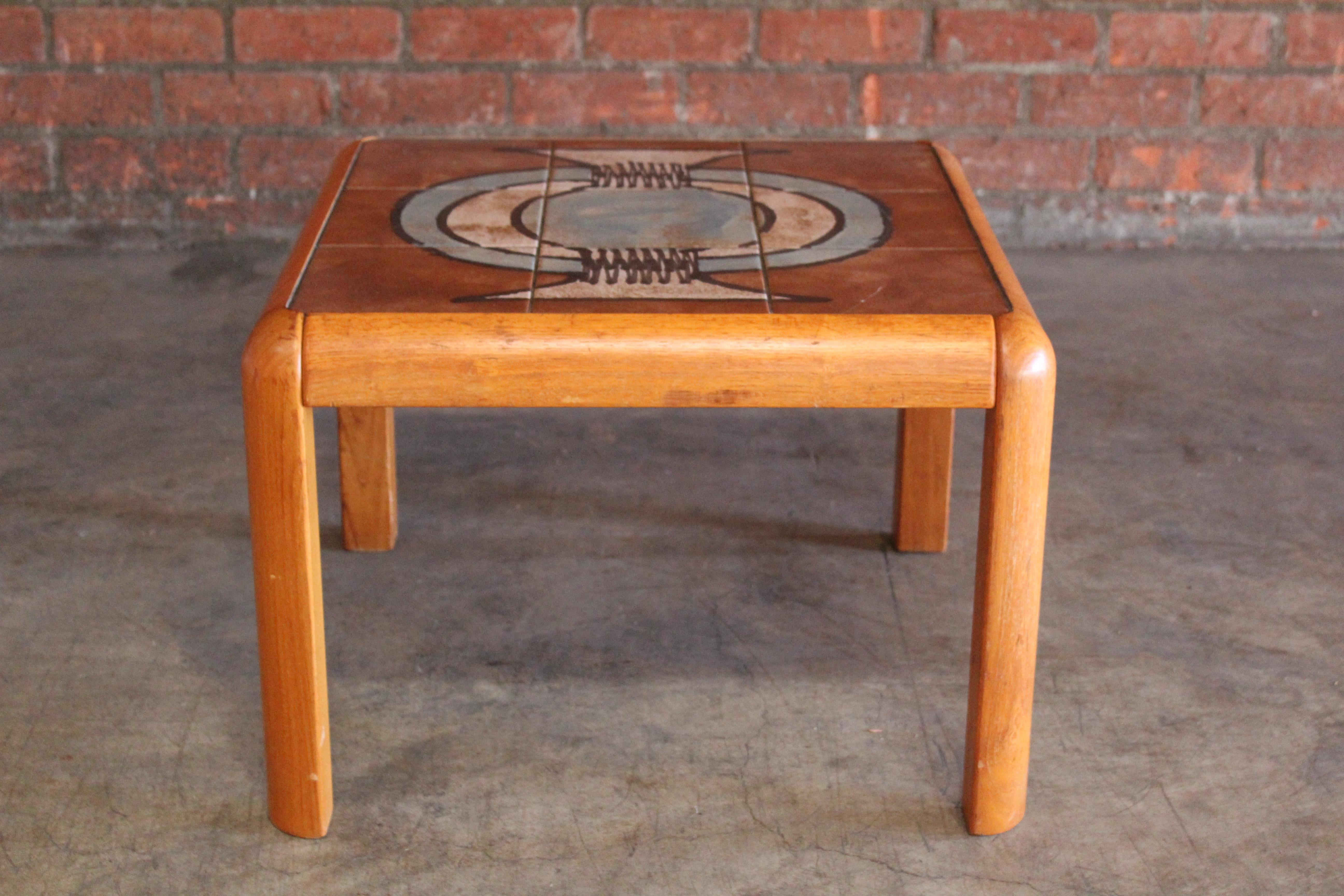 Mid-20th Century 1960s Danish Teak Side Table with Tile Top